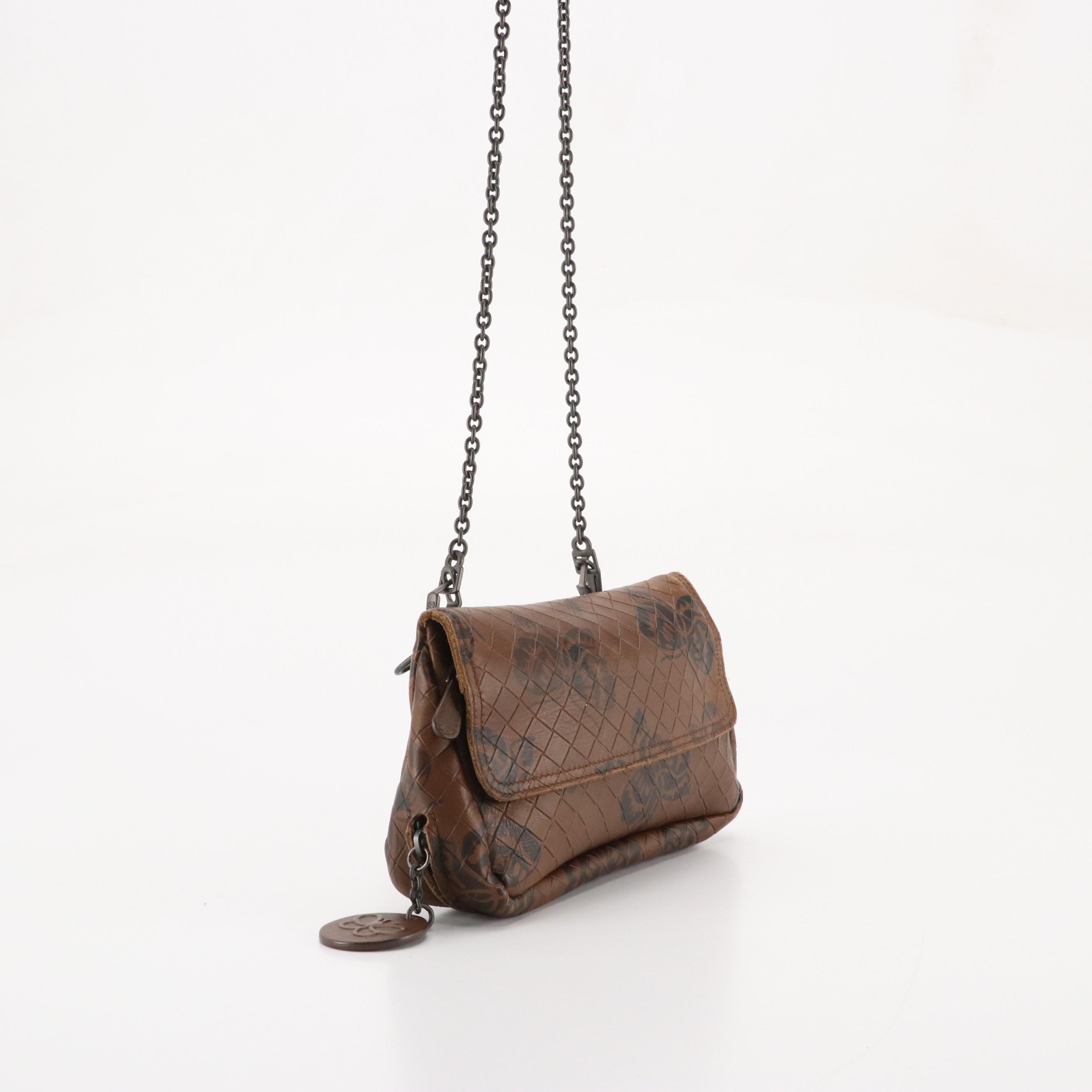 Bottega Veneta Chain Strap Mini Bag in Brown Butterfly Intreccio Mirage Leather