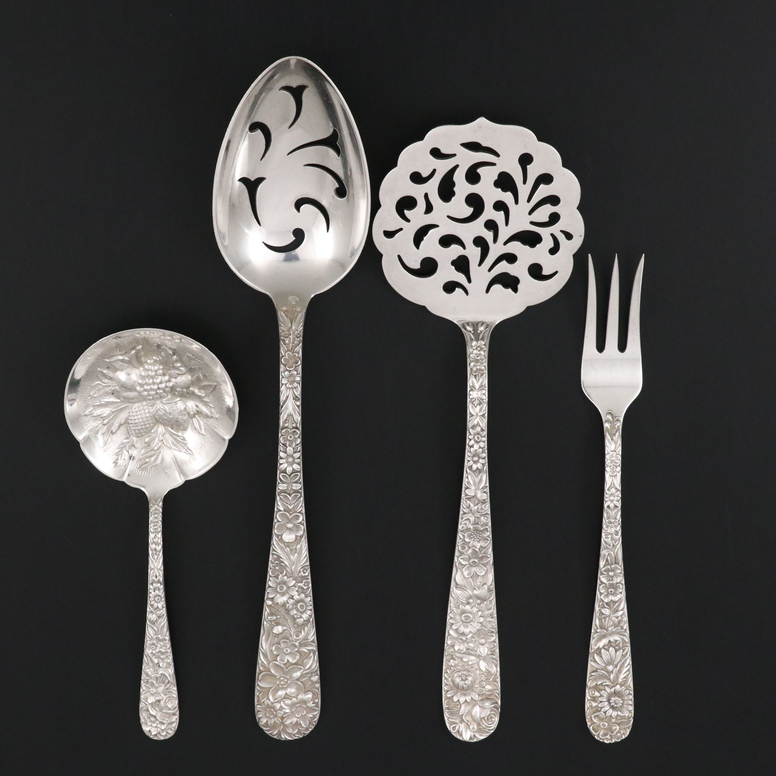 S. Kirk & Son "Repoussé" Sterling Silver Serving Utensils, Late 19th Century