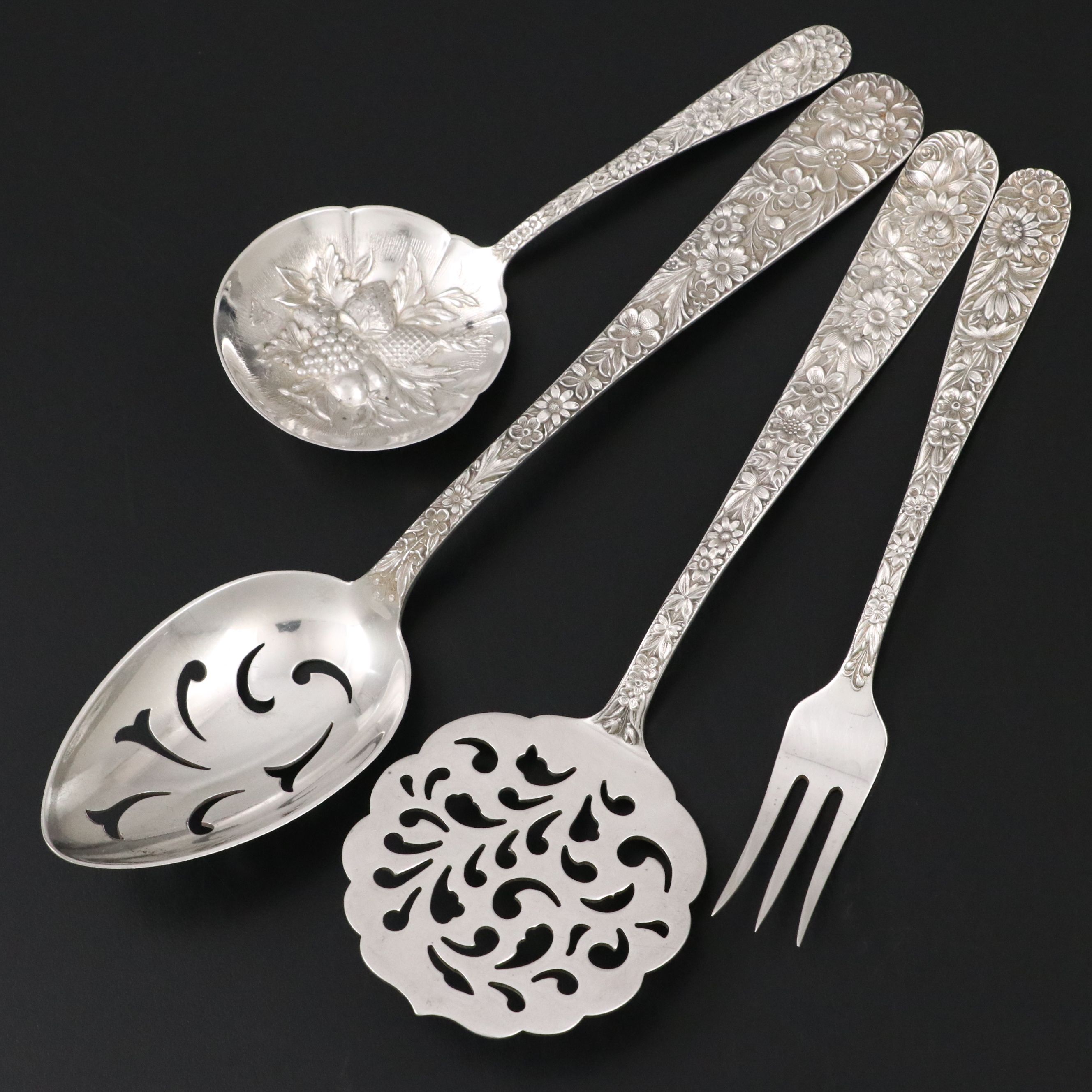 S. Kirk & Son "Repoussé" Sterling Silver Serving Utensils, Late 19th Century
