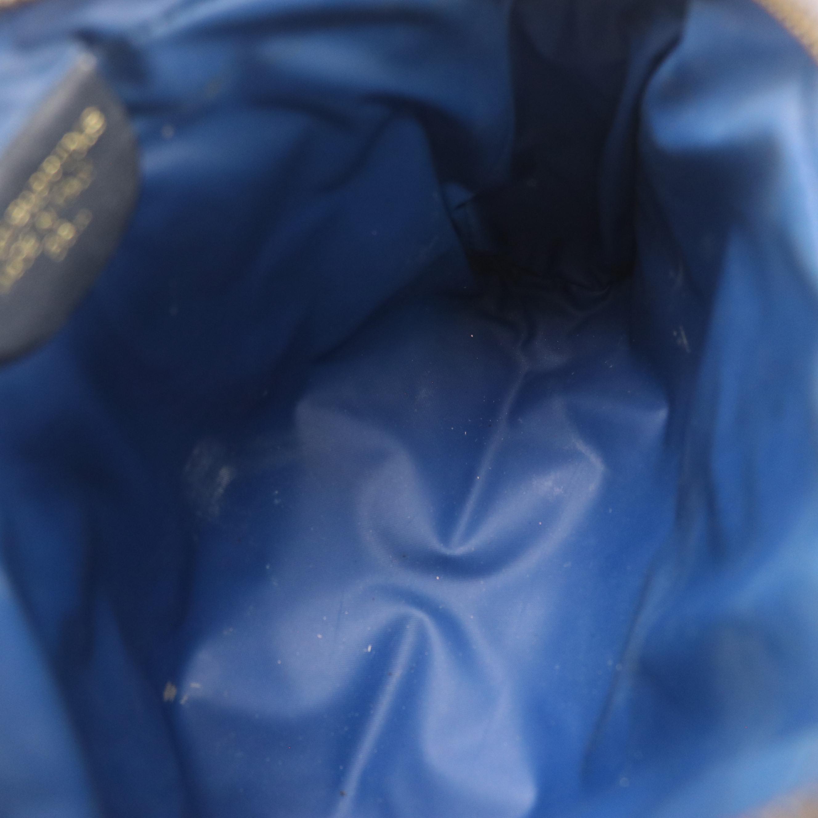 Gucci Parfums Vintage Web Striped Zip Pouch in GG Supreme Canvas & Navy Leather