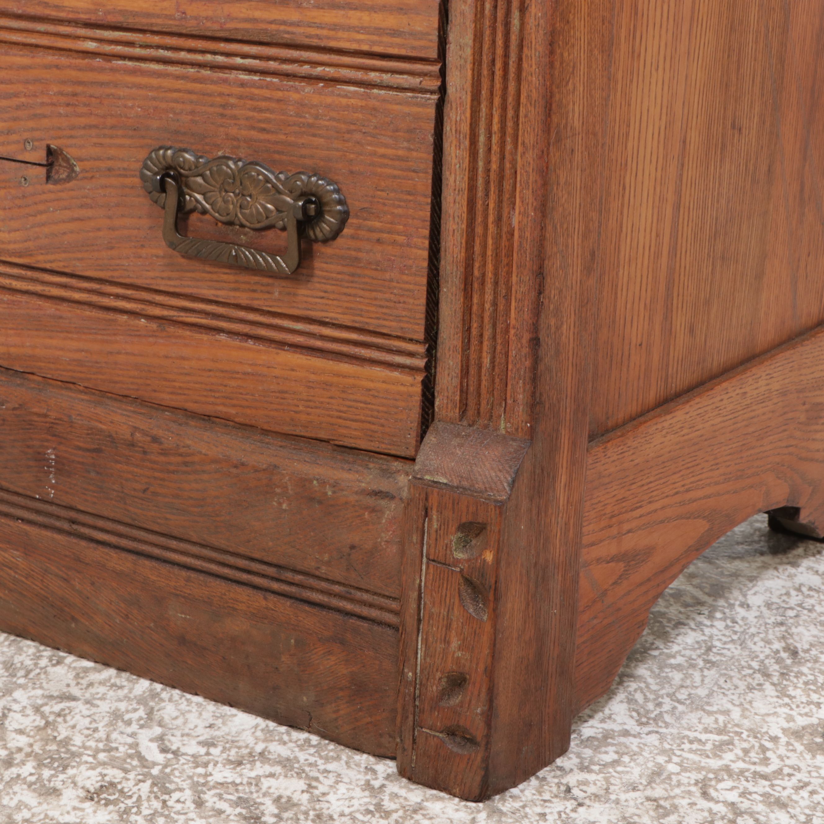 Eastlake Oak Three-Drawer Chest, Late 19th/Early 20th Century