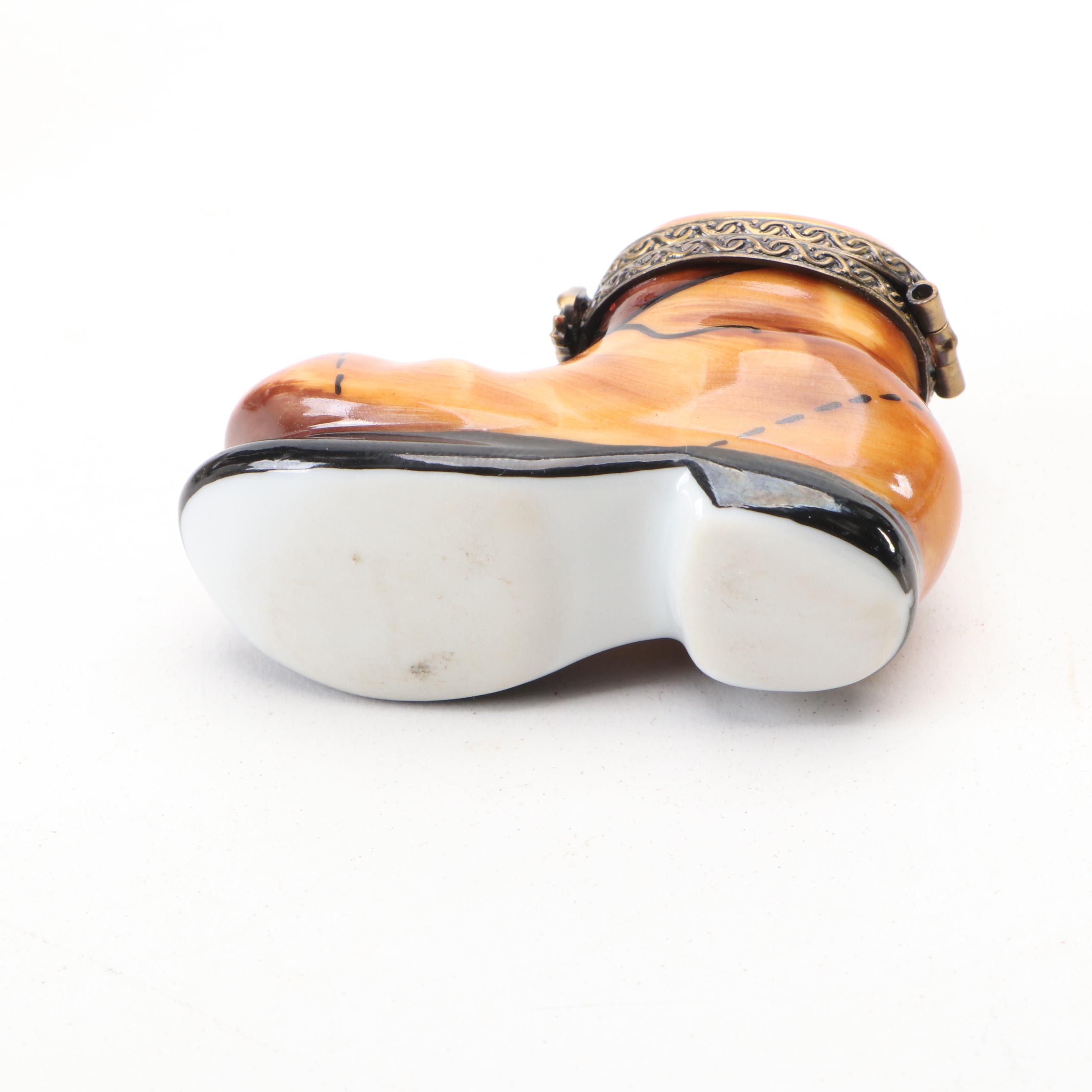 Parry Vieille Porcelain Boot Limoges Box and Other Porcelain Boxes