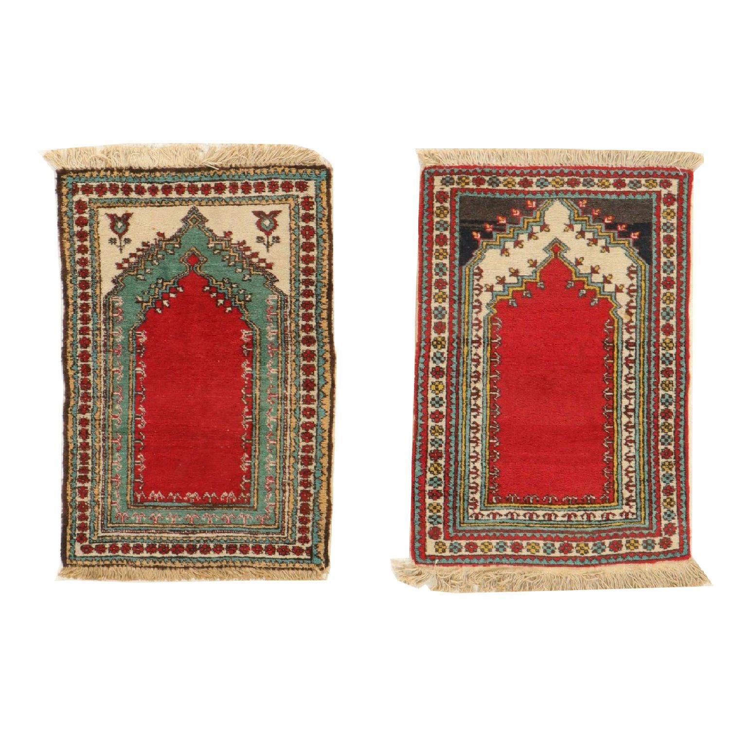 Two Hand-Knotted Persian Prayer Rugs
