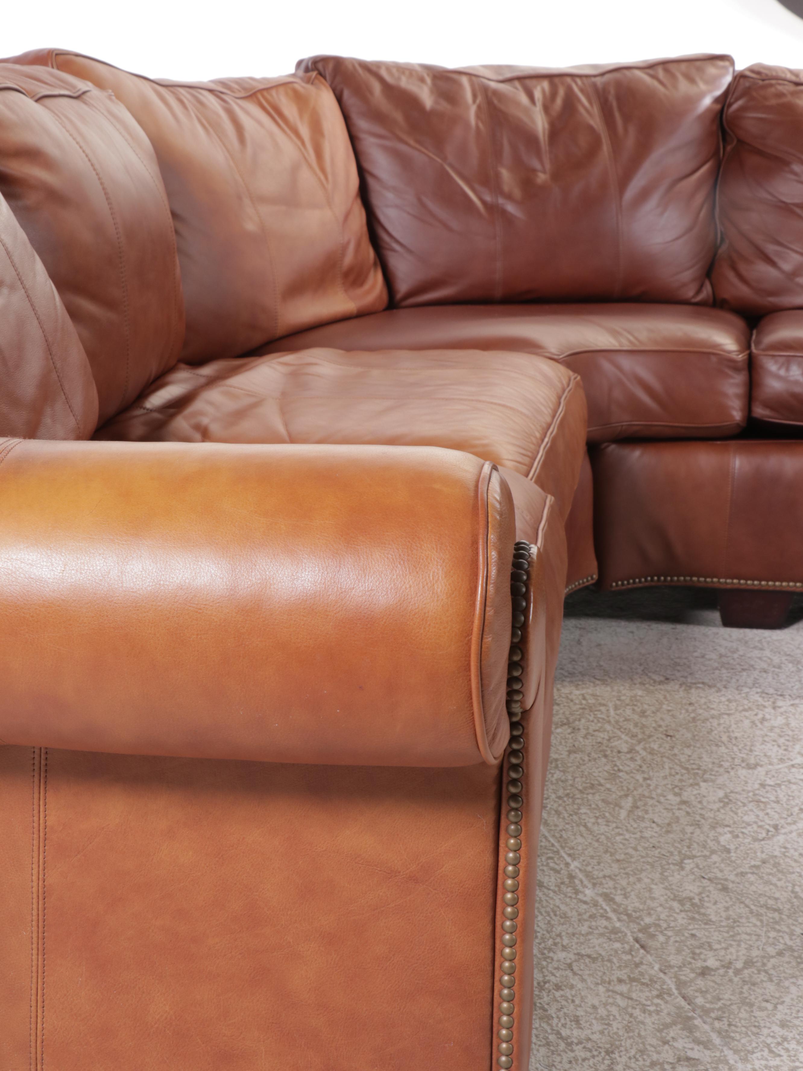 Bernhardt Contemporary Leather Upholstered L-Shaped Sectional Sofa