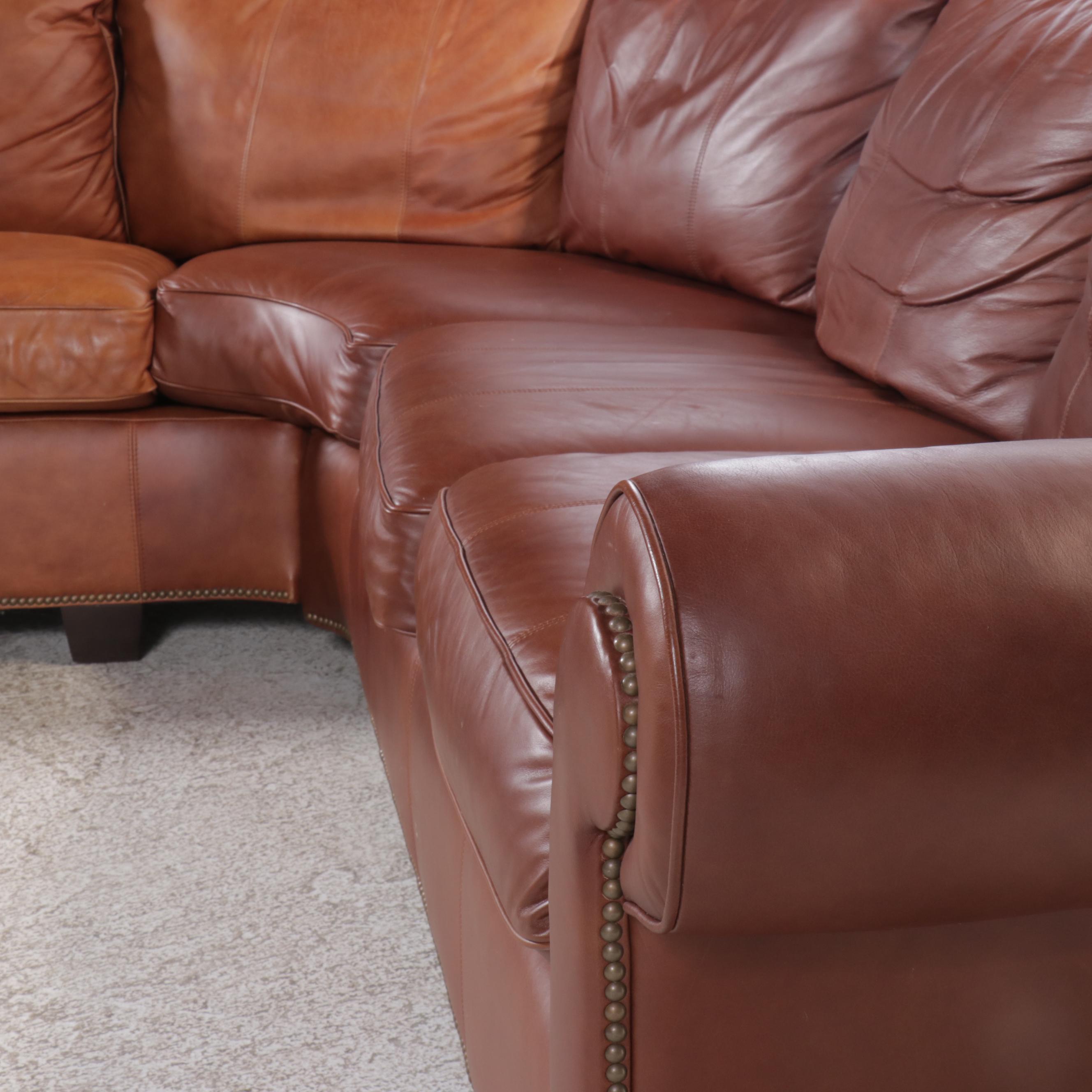 Bernhardt Contemporary Leather Upholstered L-Shaped Sectional Sofa