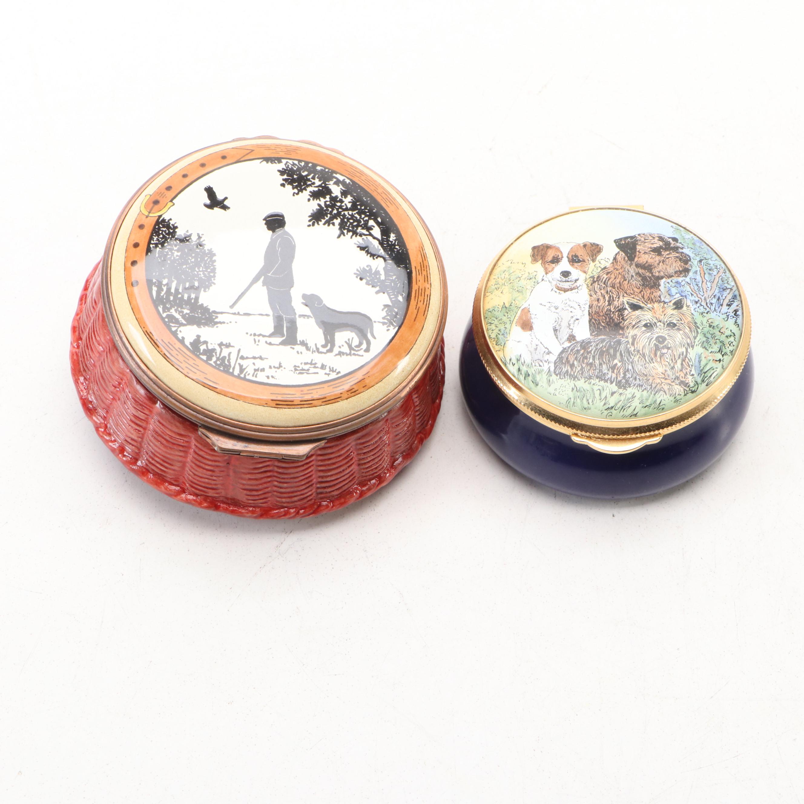 Bilston & Battersea for Cartier Enameled Box and Other English Enameled Boxes