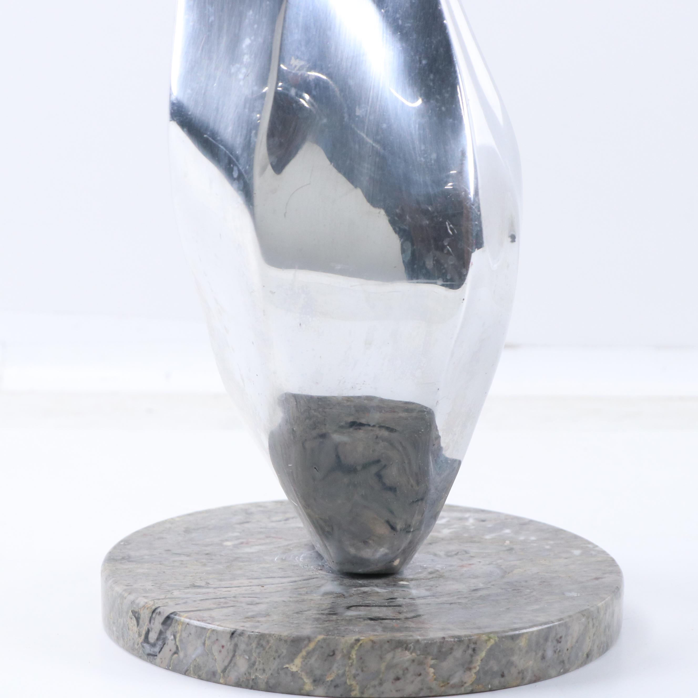 Cast Aluminum Abstracted Bust Sculpture on Stone Base