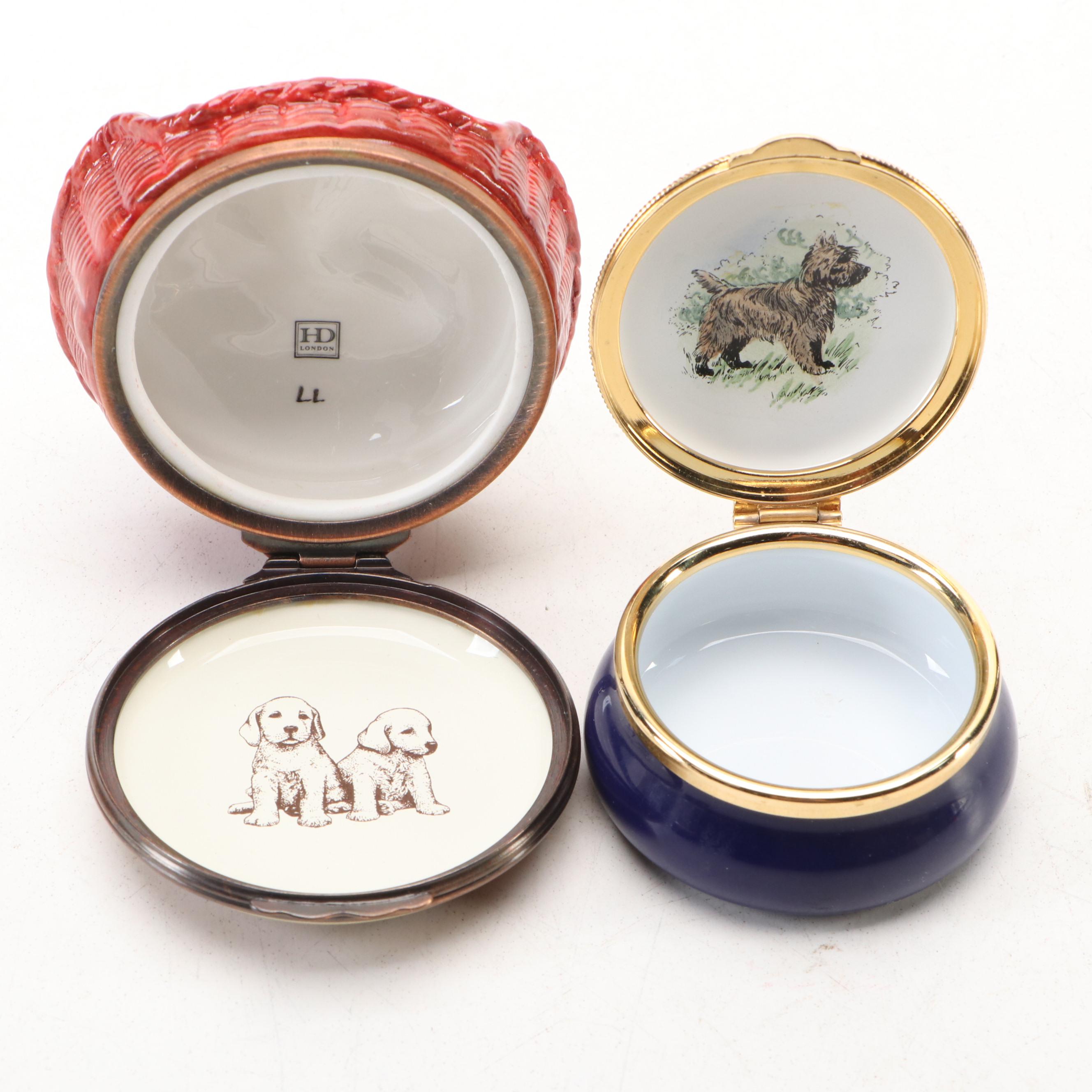 Bilston & Battersea for Cartier Enameled Box and Other English Enameled Boxes