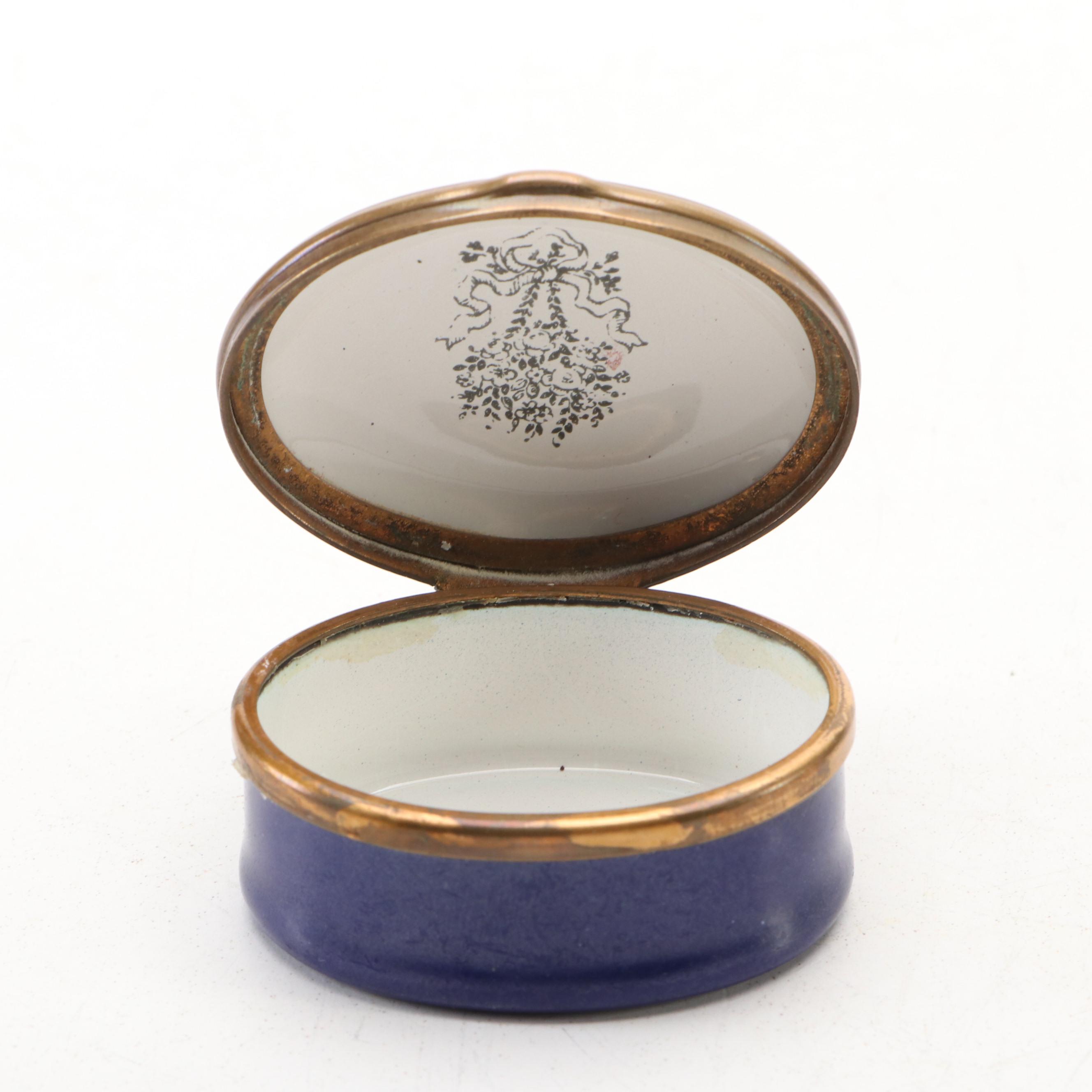 Bilston & Battersea for Cartier Enameled Box and Other English Enameled Boxes