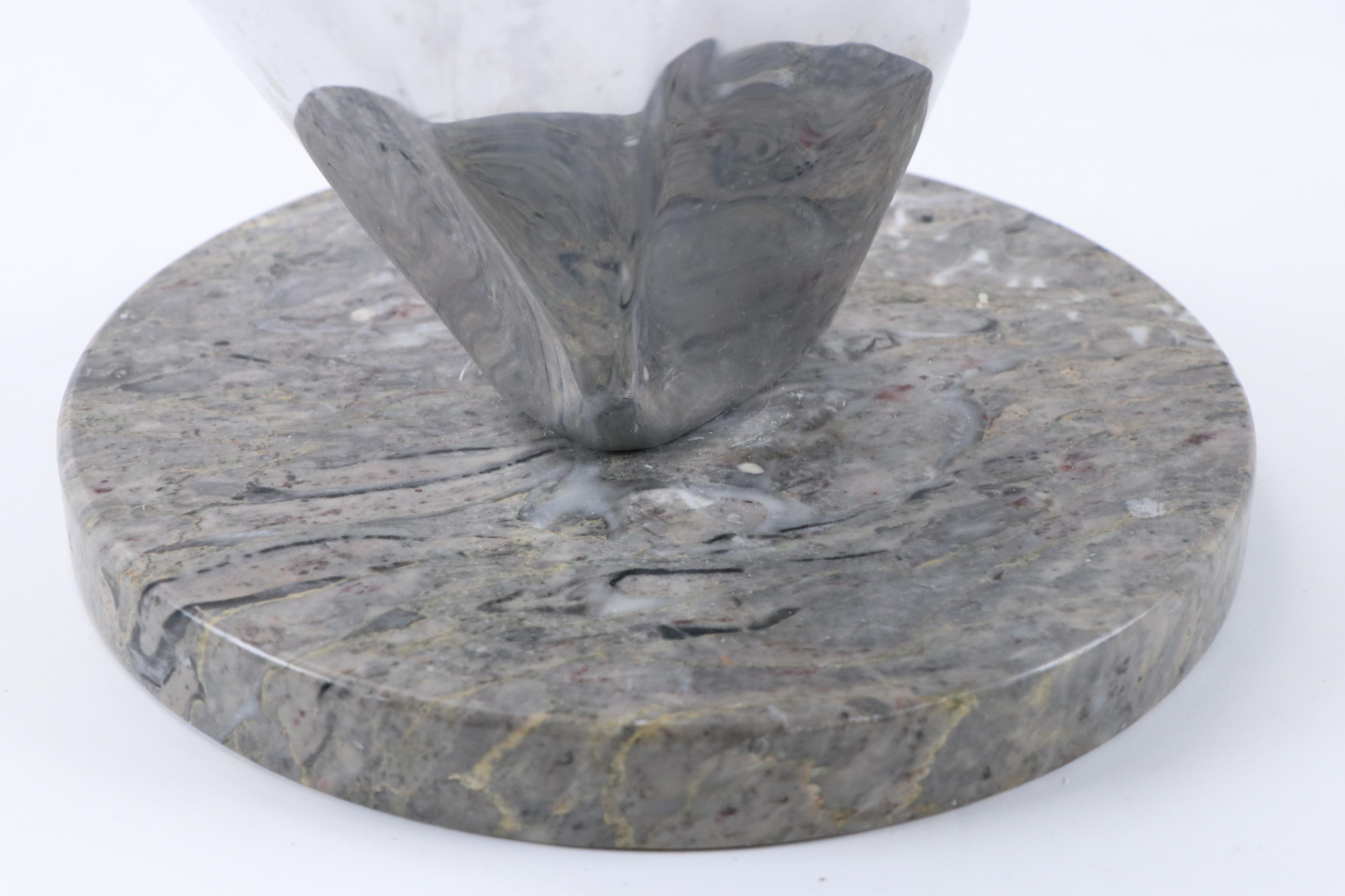 Cast Aluminum Abstracted Bust Sculpture on Stone Base