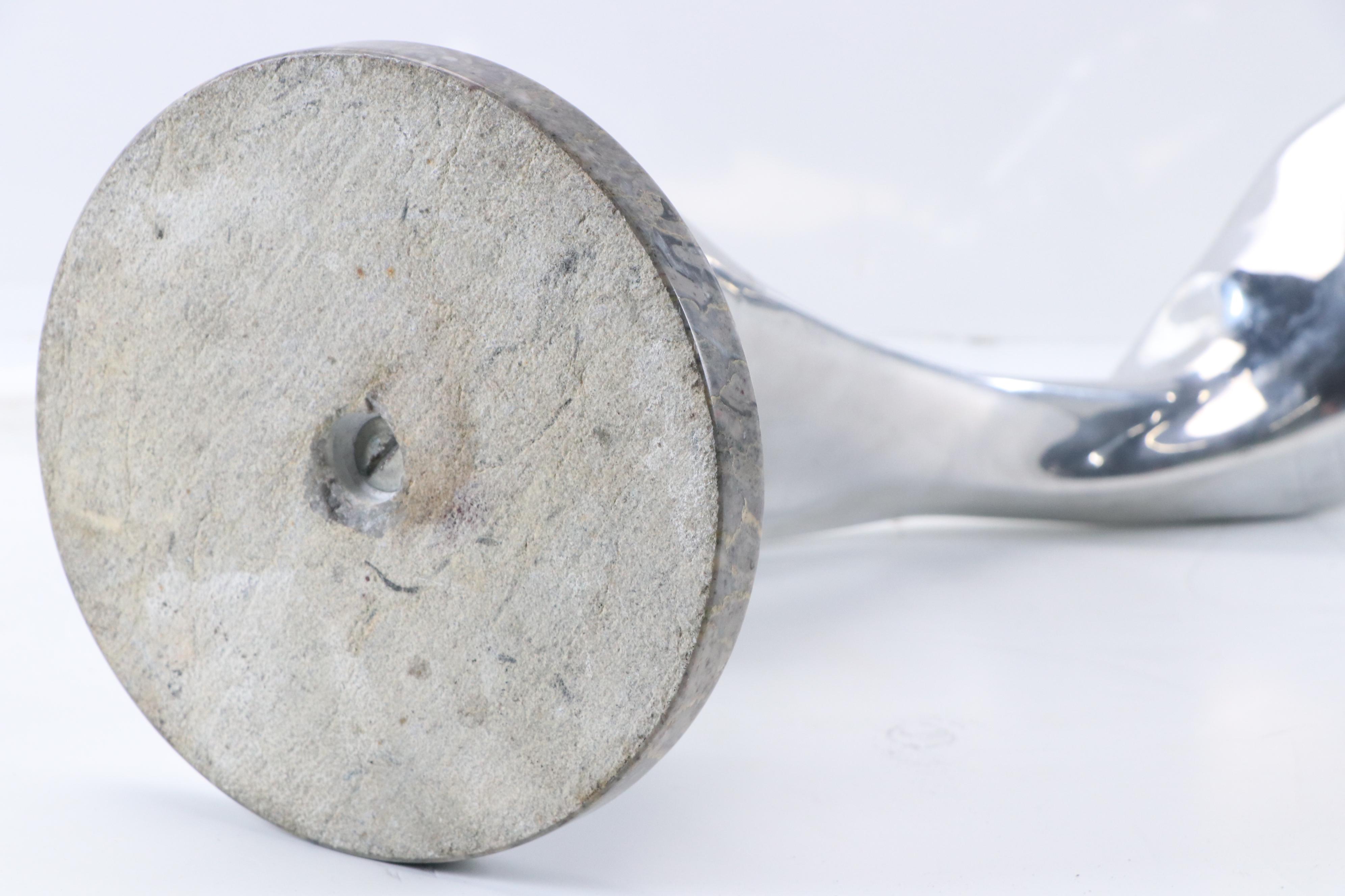 Cast Aluminum Abstracted Bust Sculpture on Stone Base