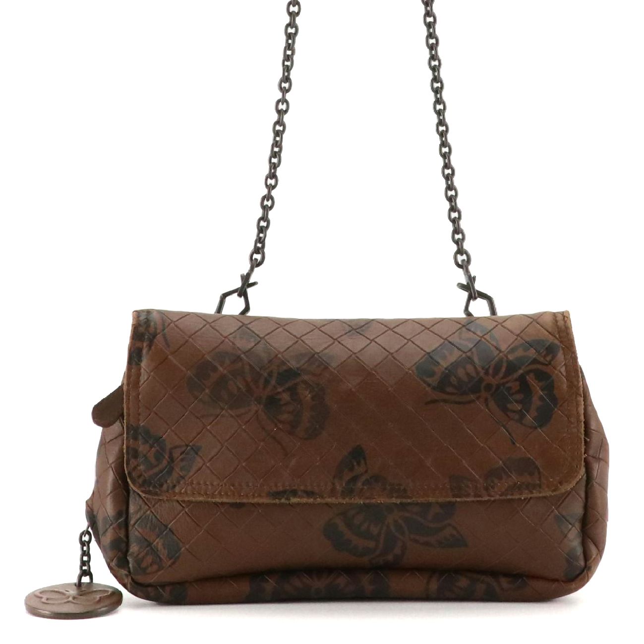 Bottega Veneta Chain Strap Mini Bag in Brown Butterfly Intreccio Mirage Leather