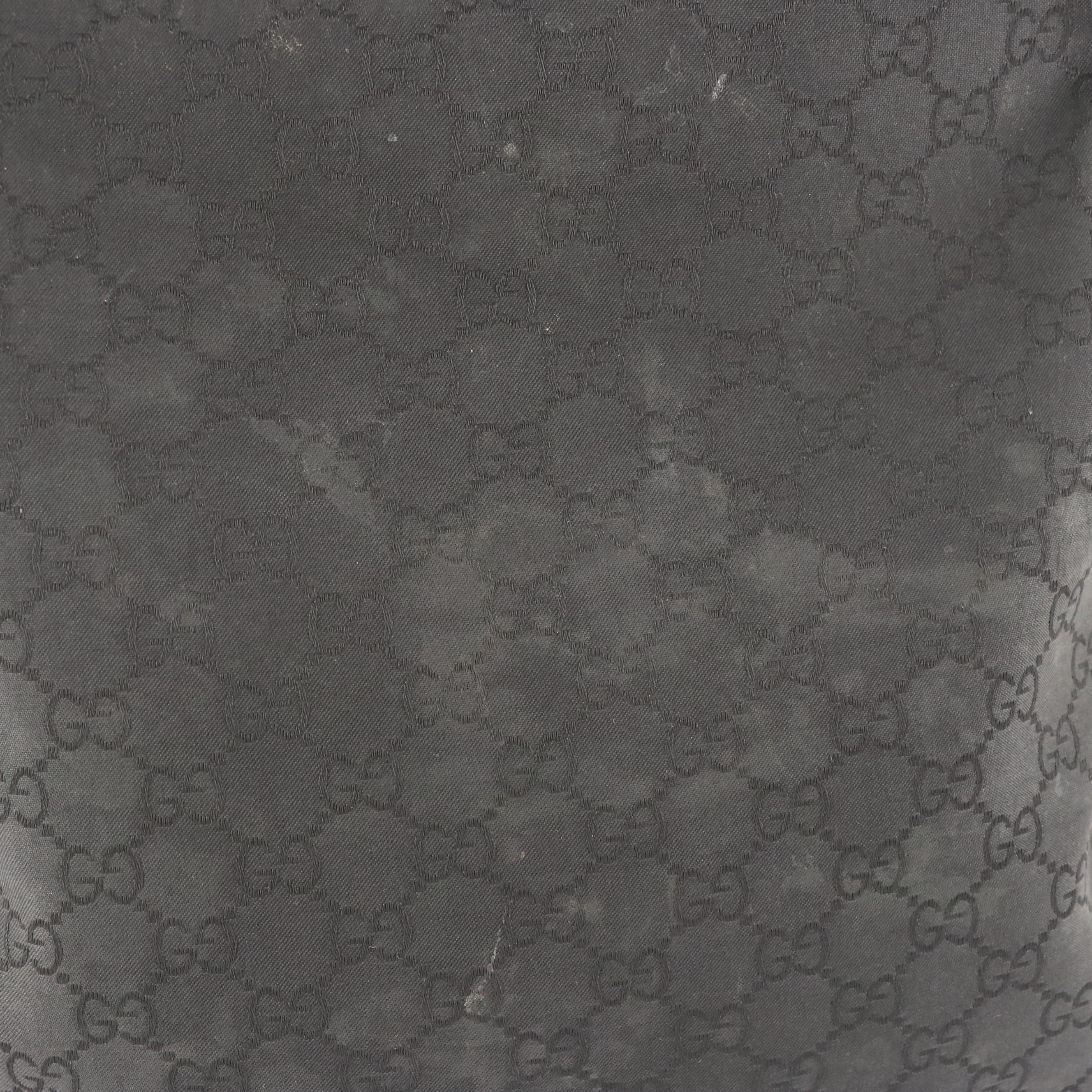 Gucci Black GG Nylon Jacquard and Calfskin Grain Leather Crossbody Bag