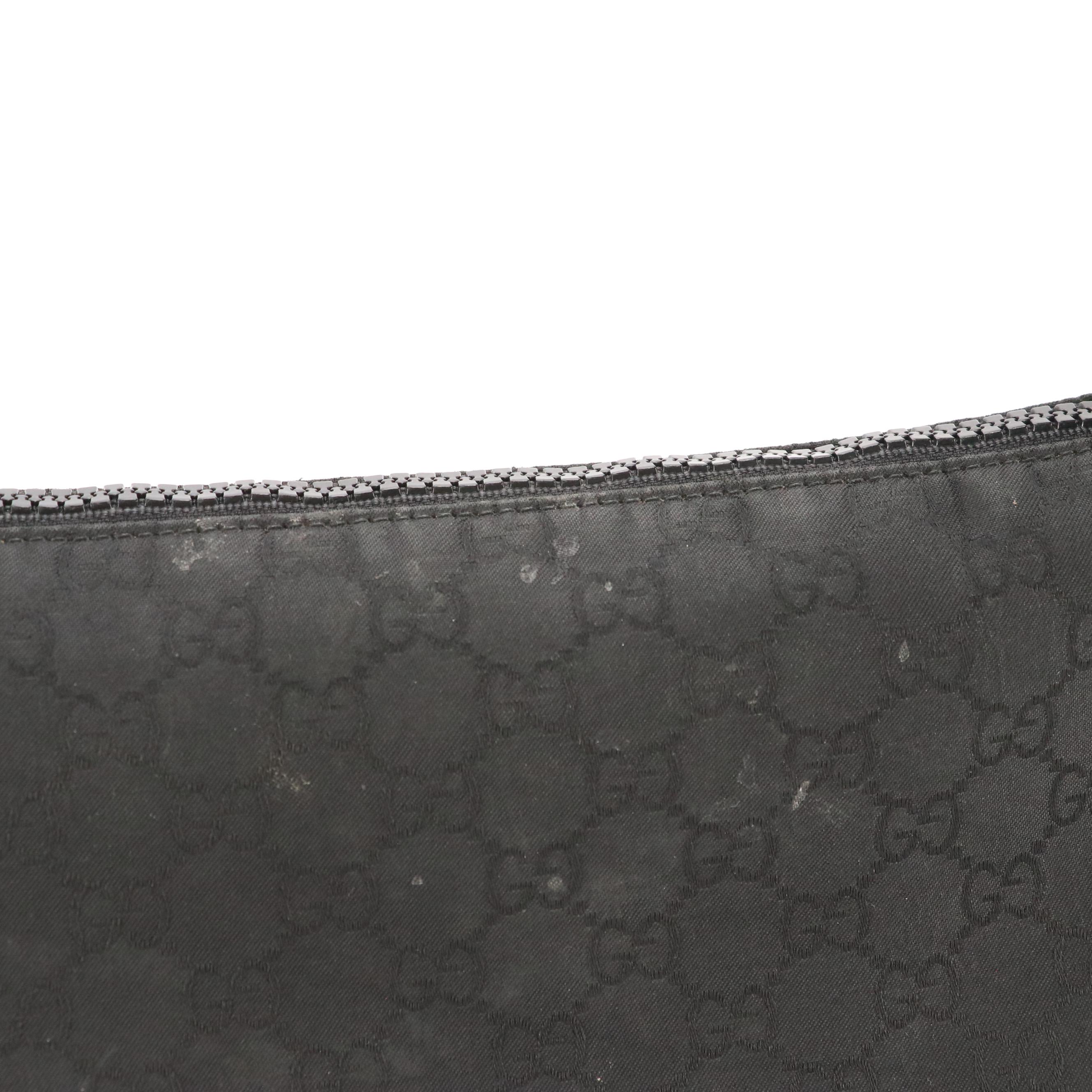 Gucci Black GG Nylon Jacquard and Calfskin Grain Leather Crossbody Bag