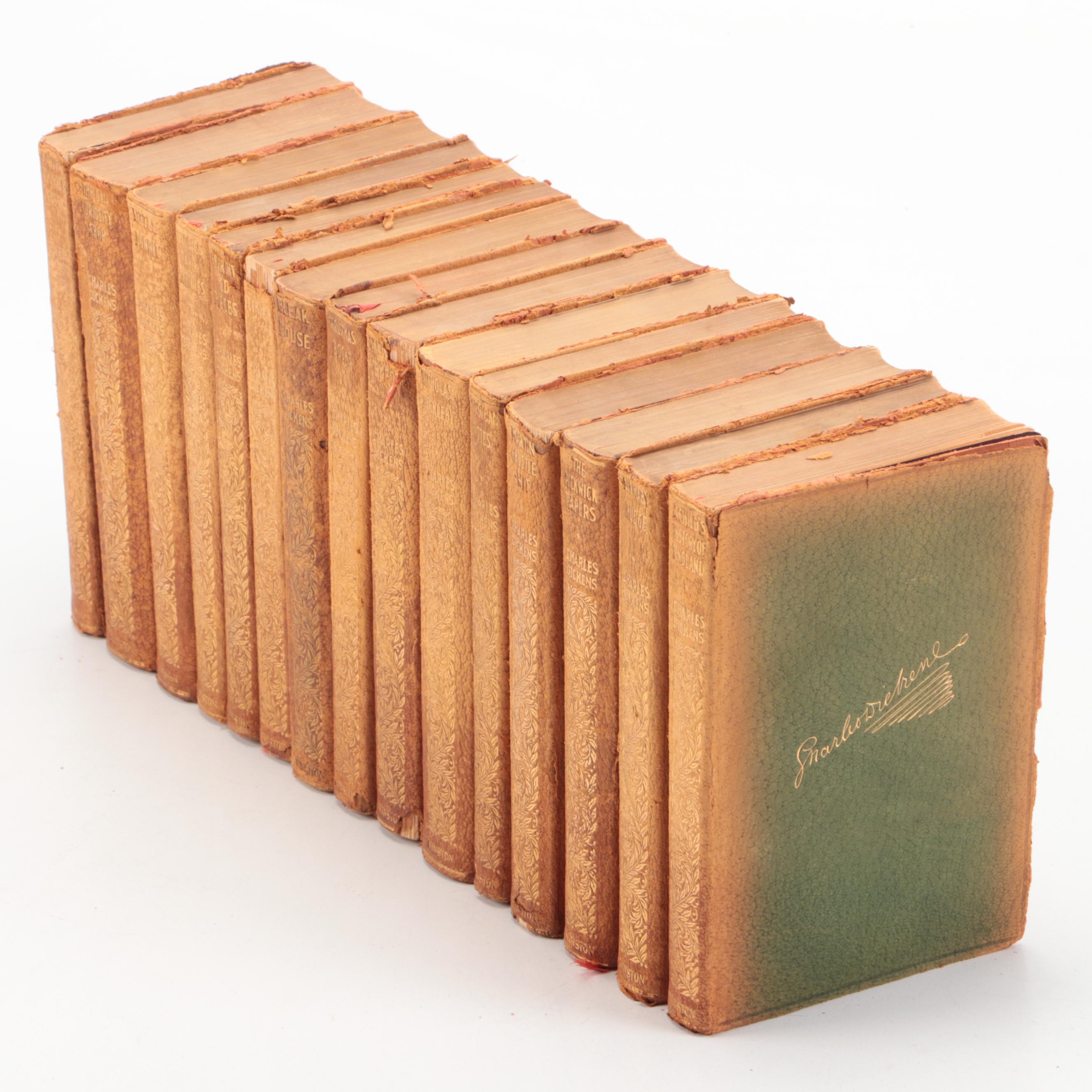 Leather Bound "The Works of Charles Dickens" Partial Set, Early 20th Century