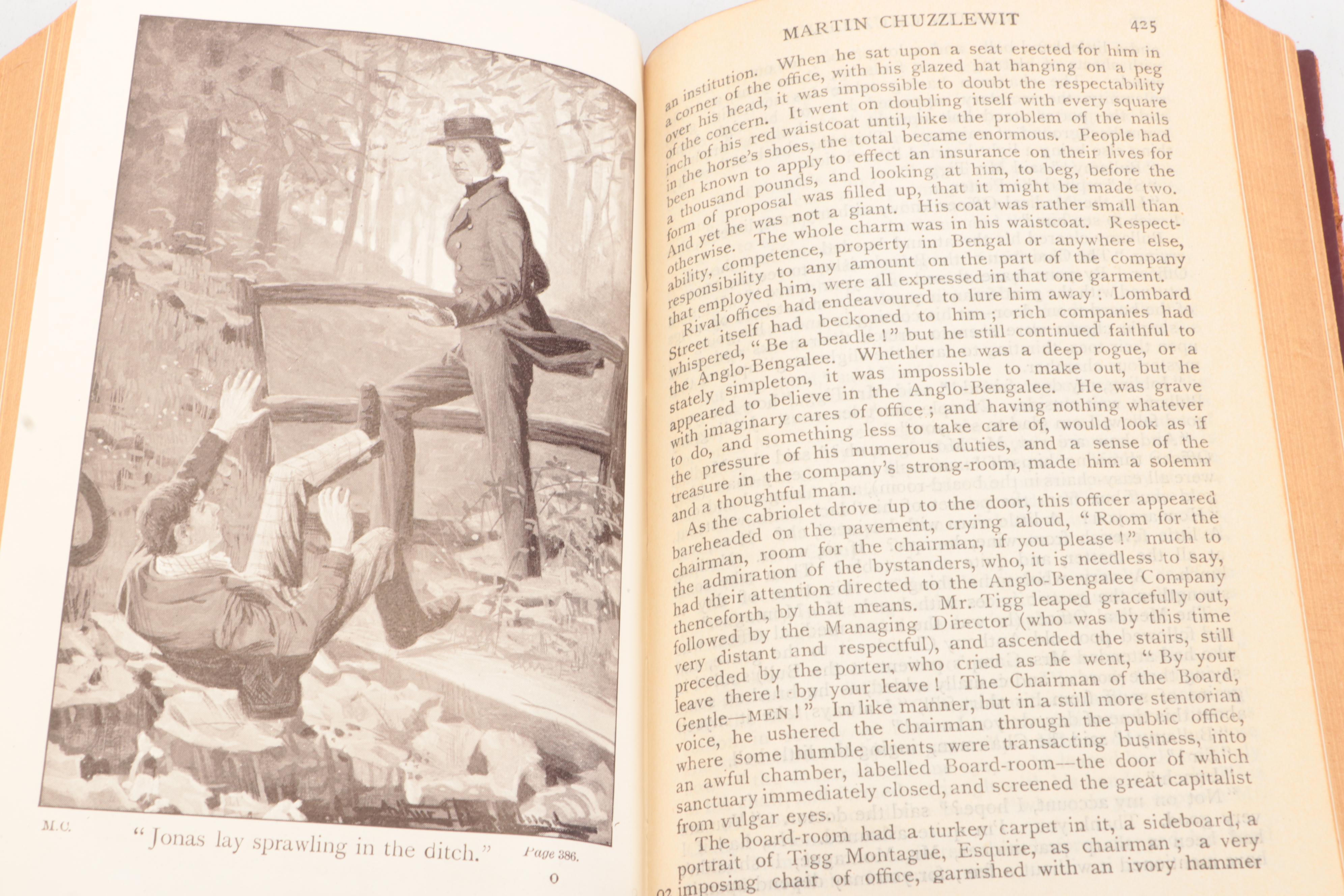 Leather Bound "The Works of Charles Dickens" Partial Set, Early 20th Century