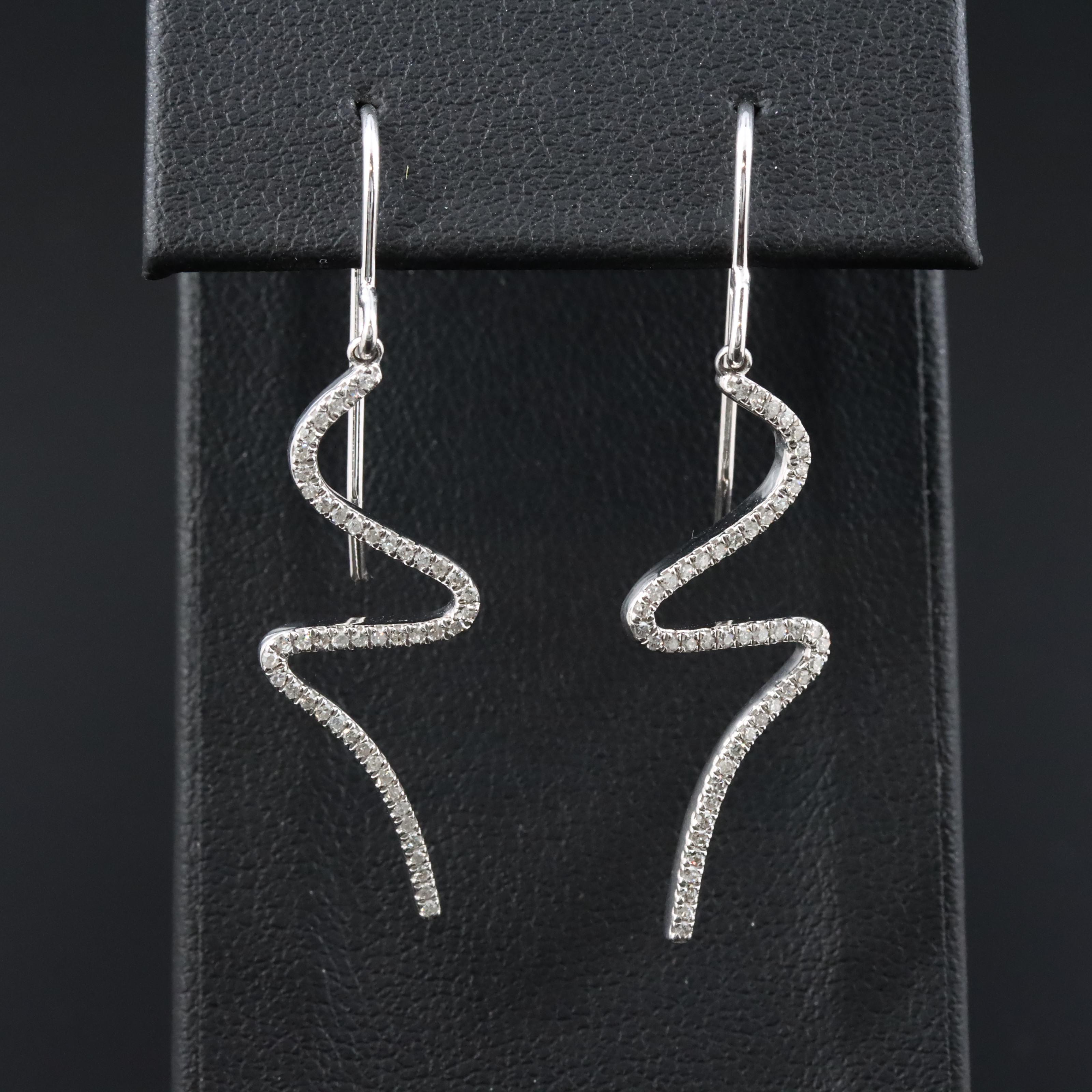 Sterling 0.26 CTW Diamond Squiggle Drop Earrings