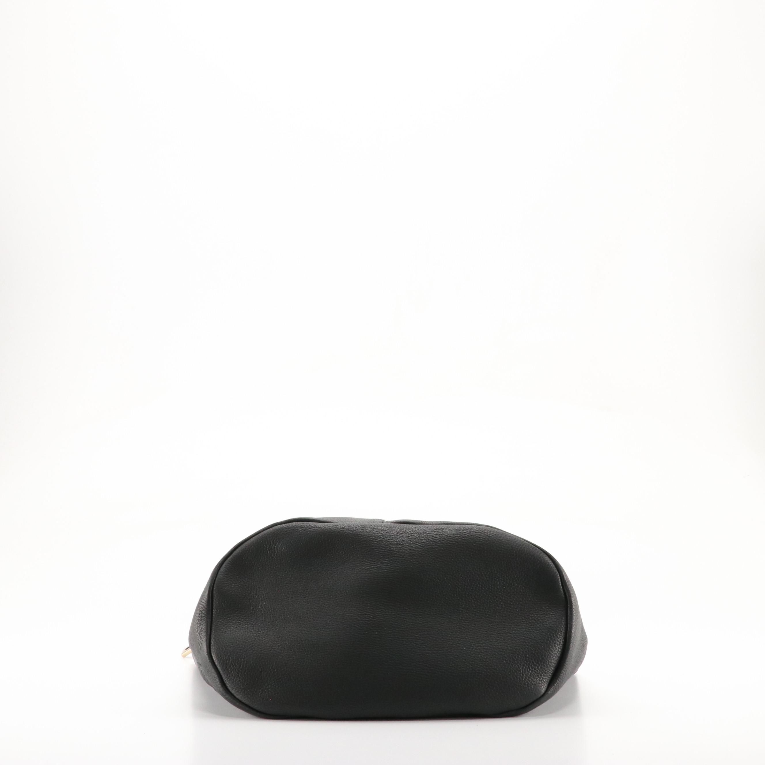 Salvatore Ferragamo Black Calfskin Grain Leather Slouchy Hobo Bag with Zip Pouch