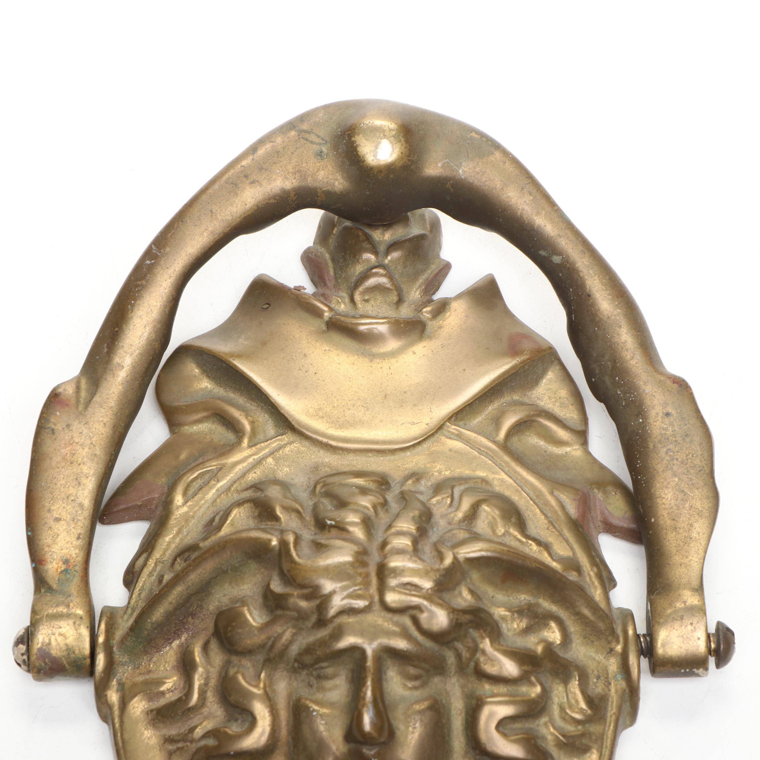 Neo-Grec Style Medusa Figural Cast Brass Door Knocker