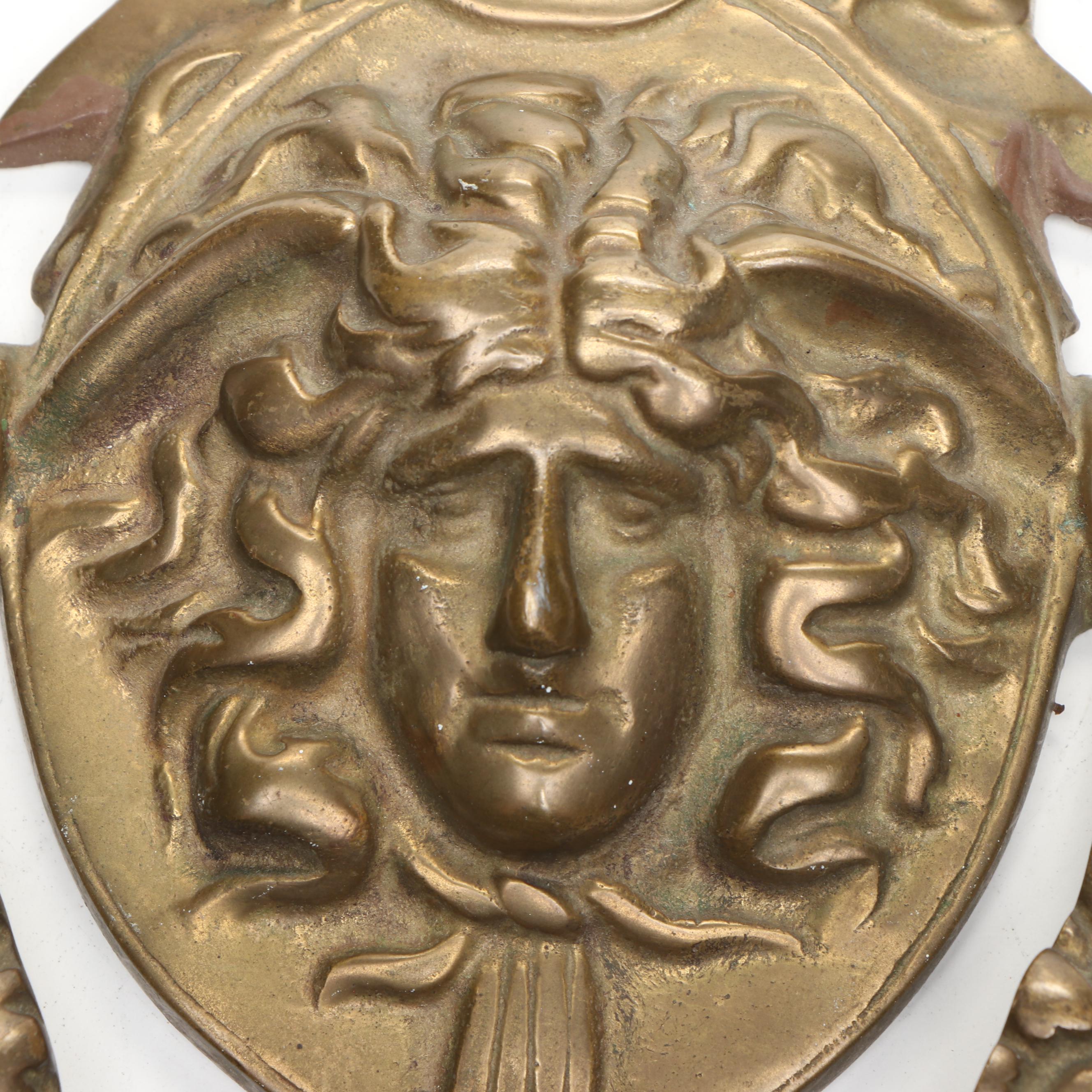 Neo-Grec Style Medusa Figural Cast Brass Door Knocker