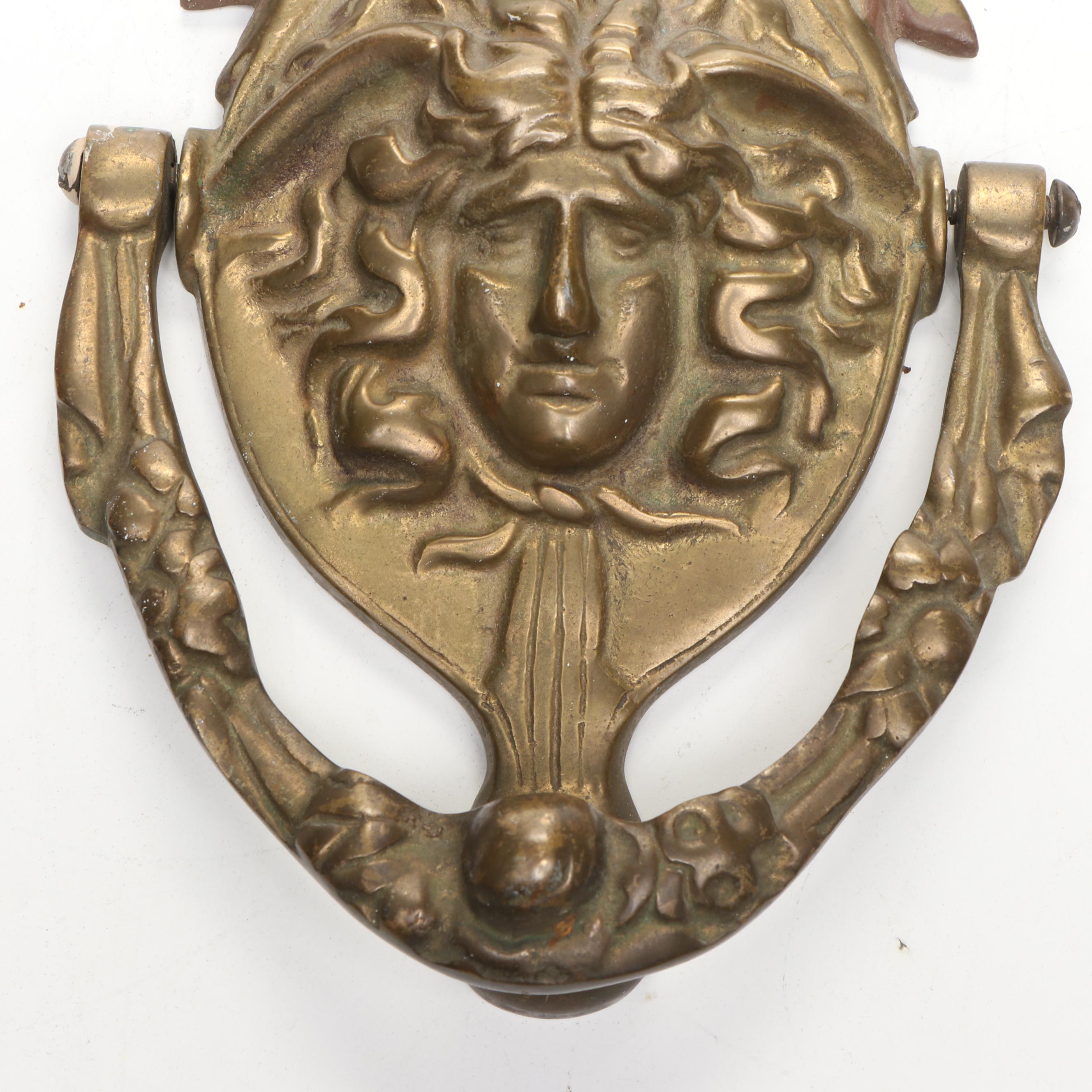 Neo-Grec Style Medusa Figural Cast Brass Door Knocker