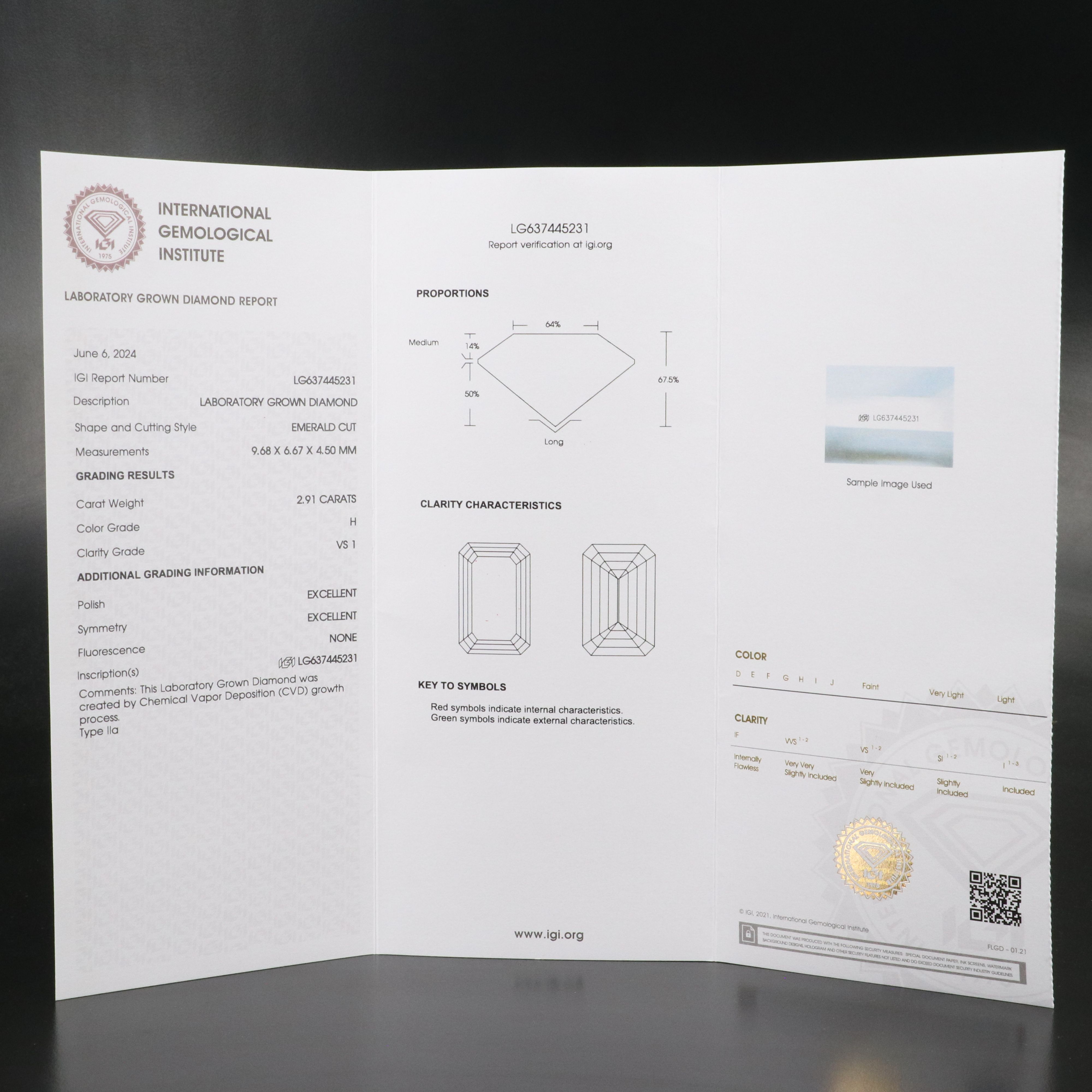 Loose 2.91 CT Lab Grown Diamond with IGI Report
