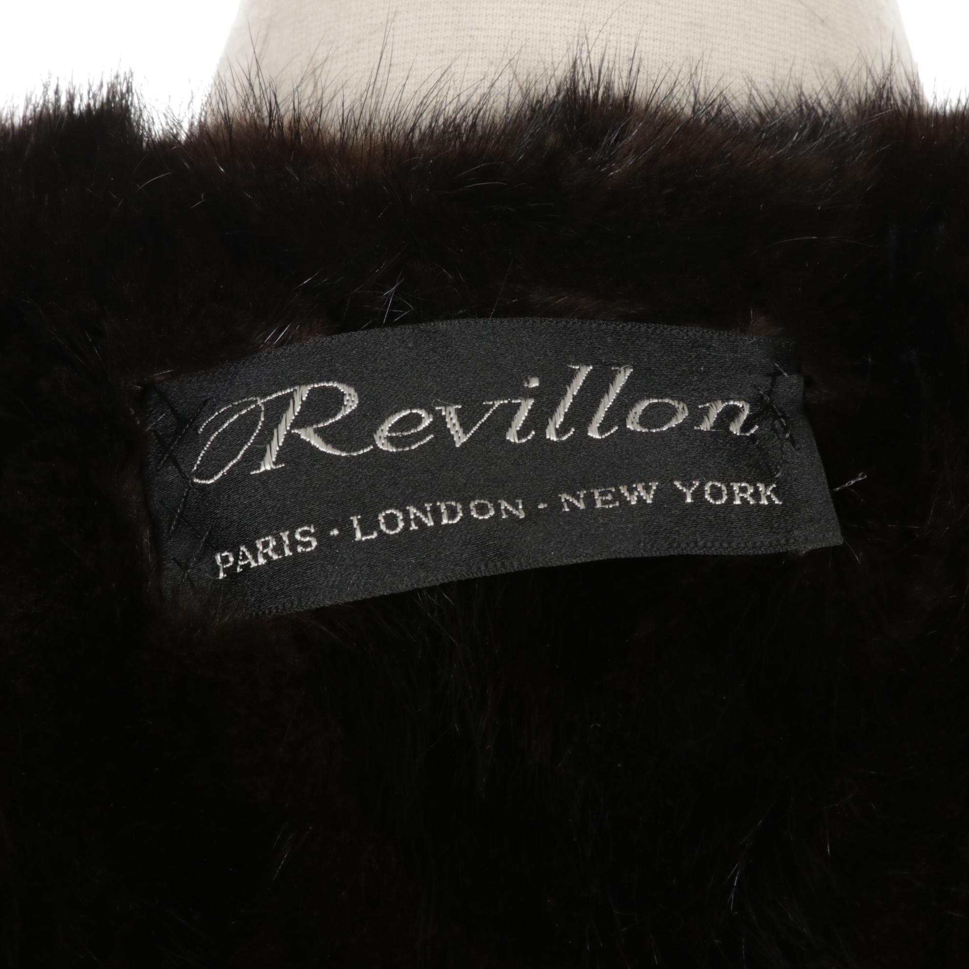 Revillon Espresso Mink Fur Lined Storm Coat with Hood