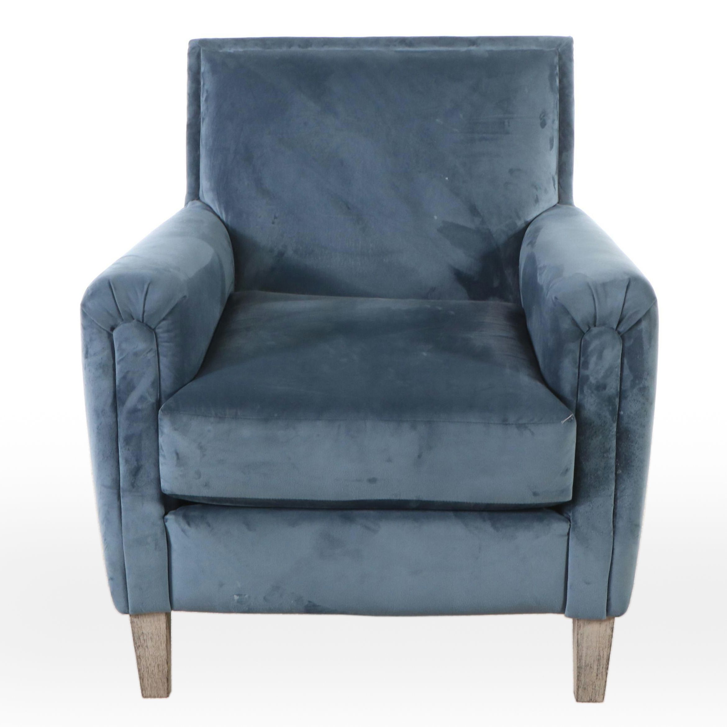 Best Chairs, Inc. Contemporary Blue Velvet Upholstered Armchair