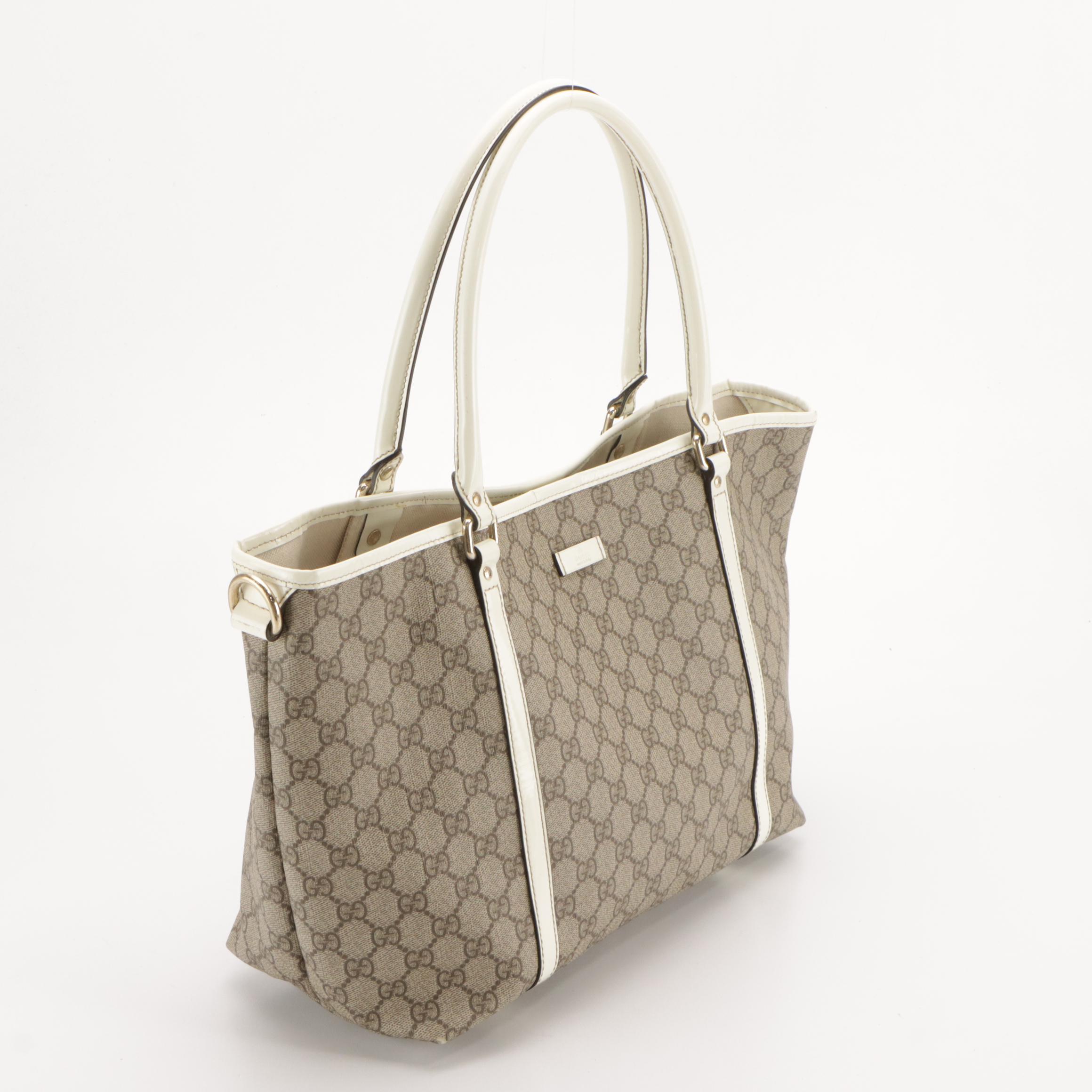 Gucci GG Supreme Canvas and Patent Leather Tote