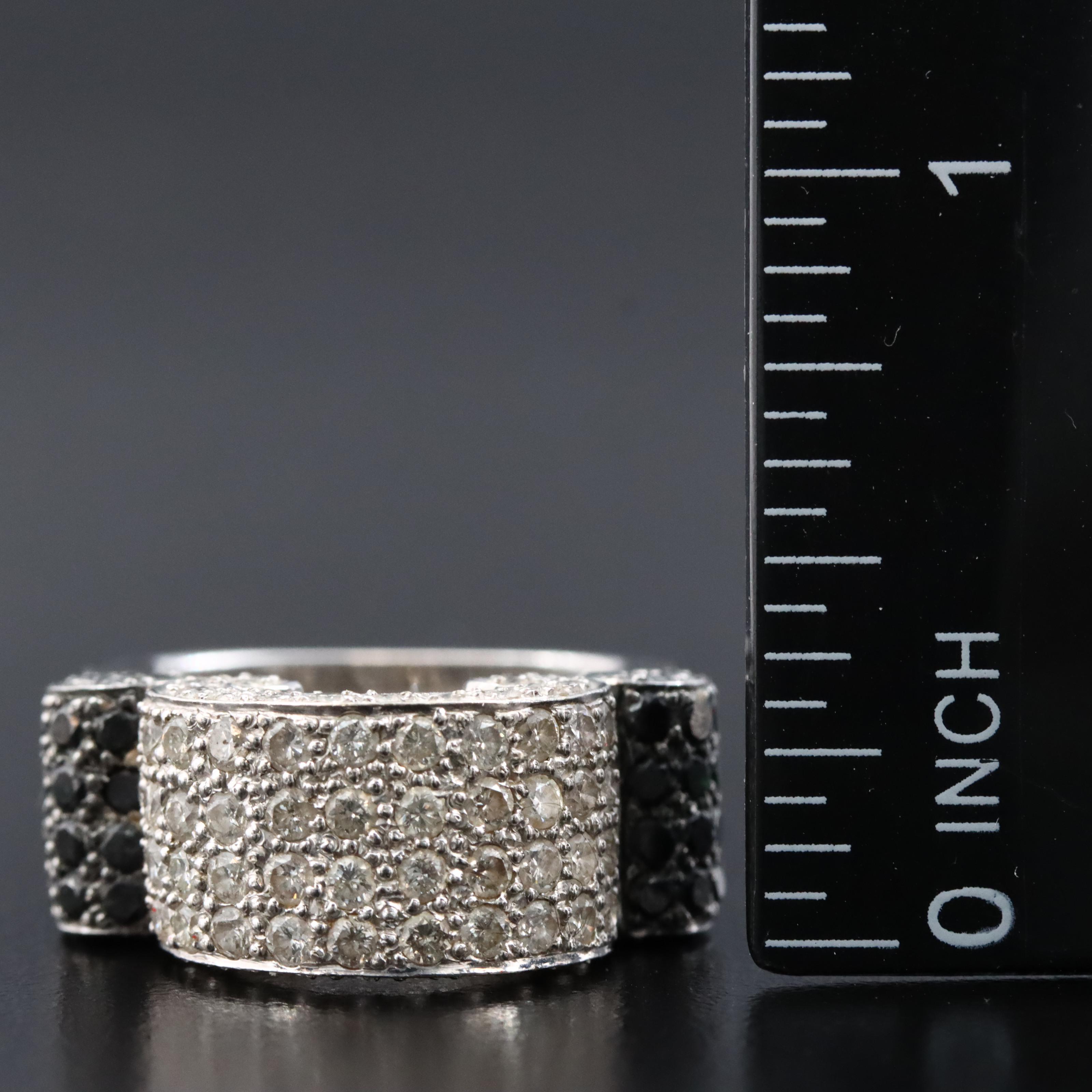 14K 2.62 CTW Pavé Diamond Scroll Ring Featuring Fancy Black