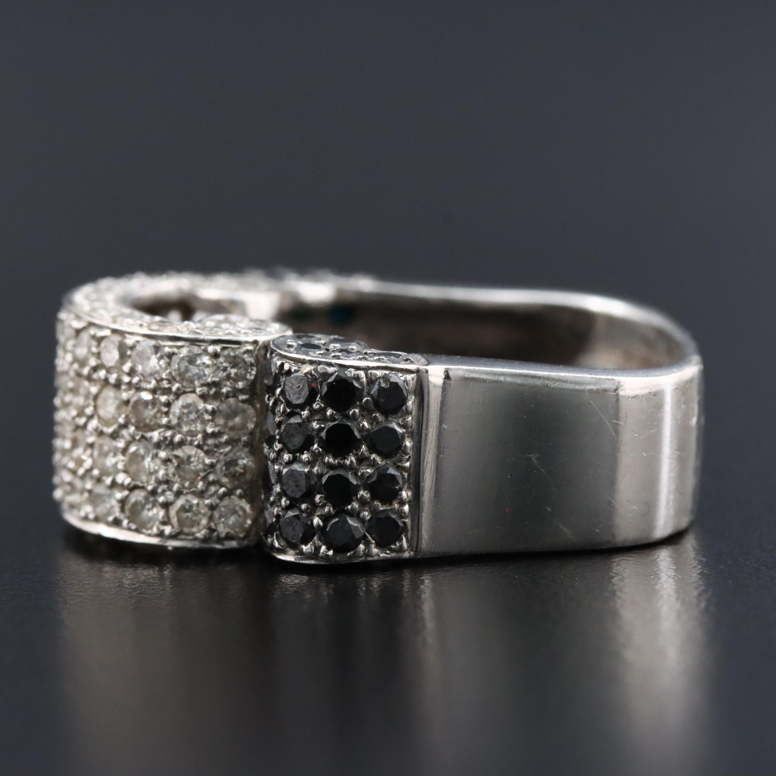 14K 2.62 CTW Pavé Diamond Scroll Ring Featuring Fancy Black