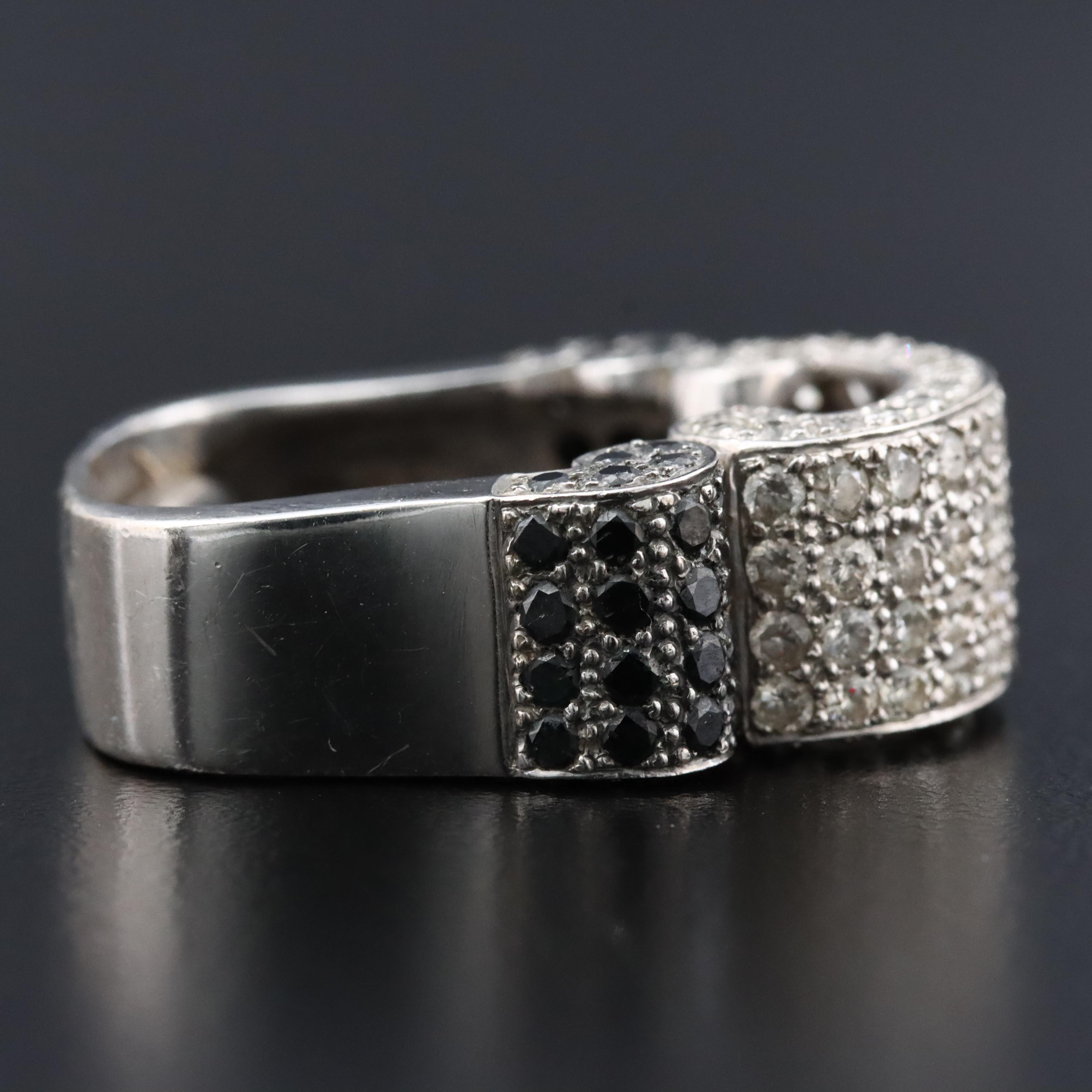 14K 2.62 CTW Pavé Diamond Scroll Ring Featuring Fancy Black