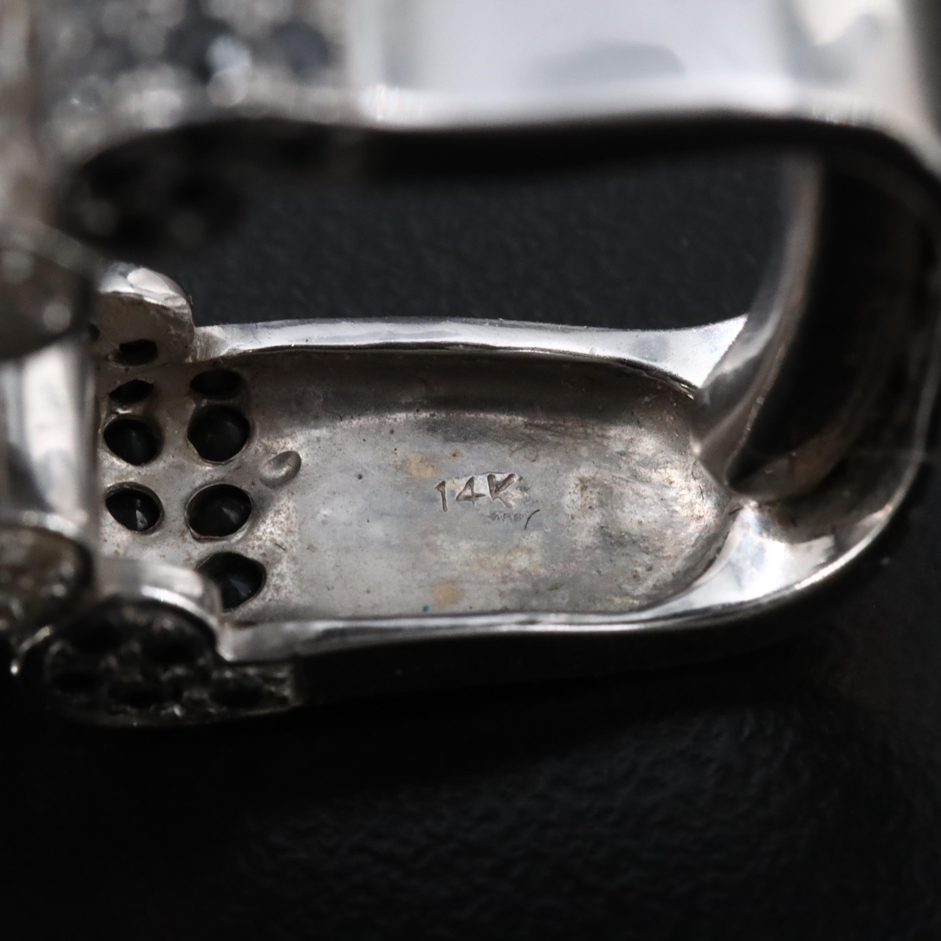 14K 2.62 CTW Pavé Diamond Scroll Ring Featuring Fancy Black