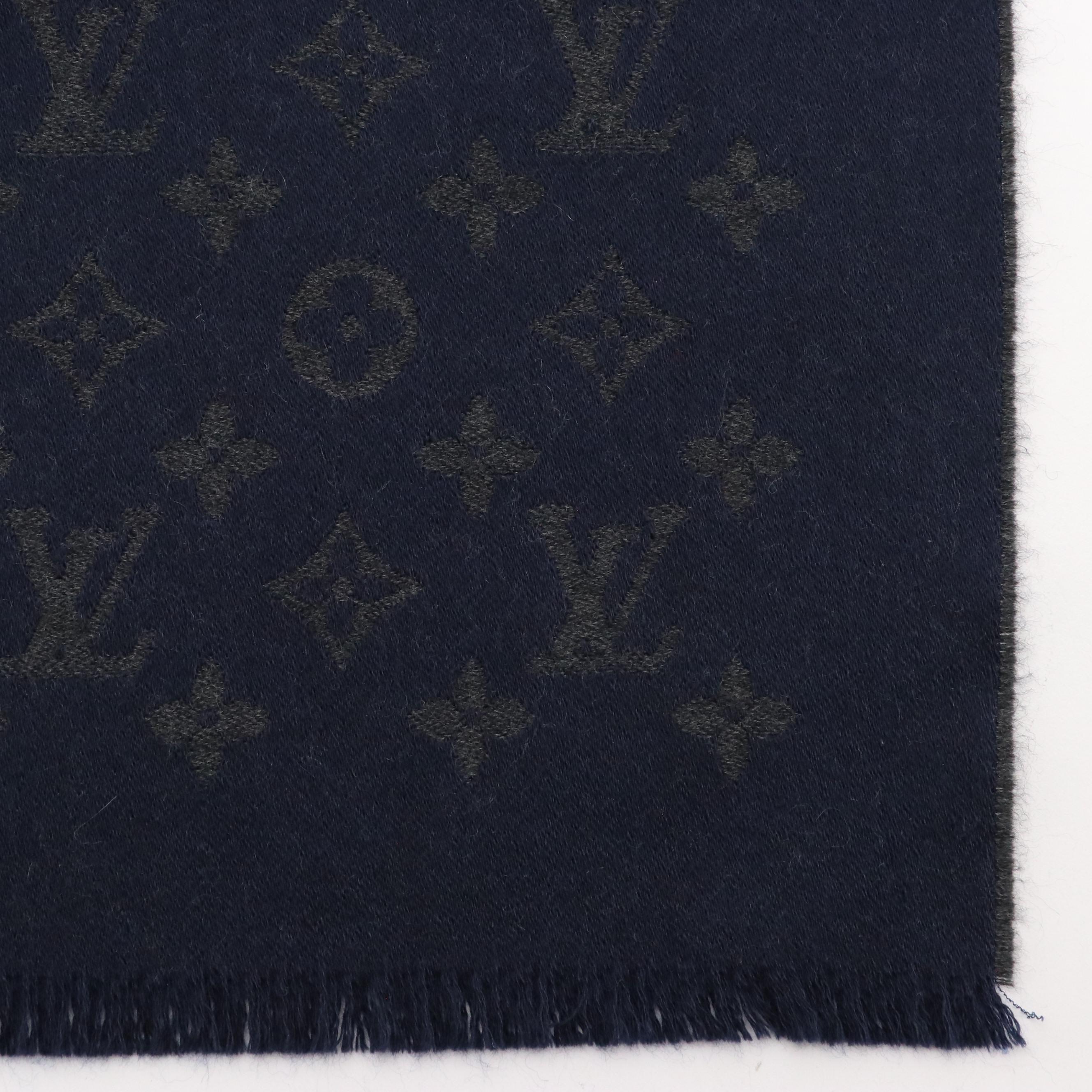 Louis Vuitton Cashmere Monogram Scarf in Navy/Grey