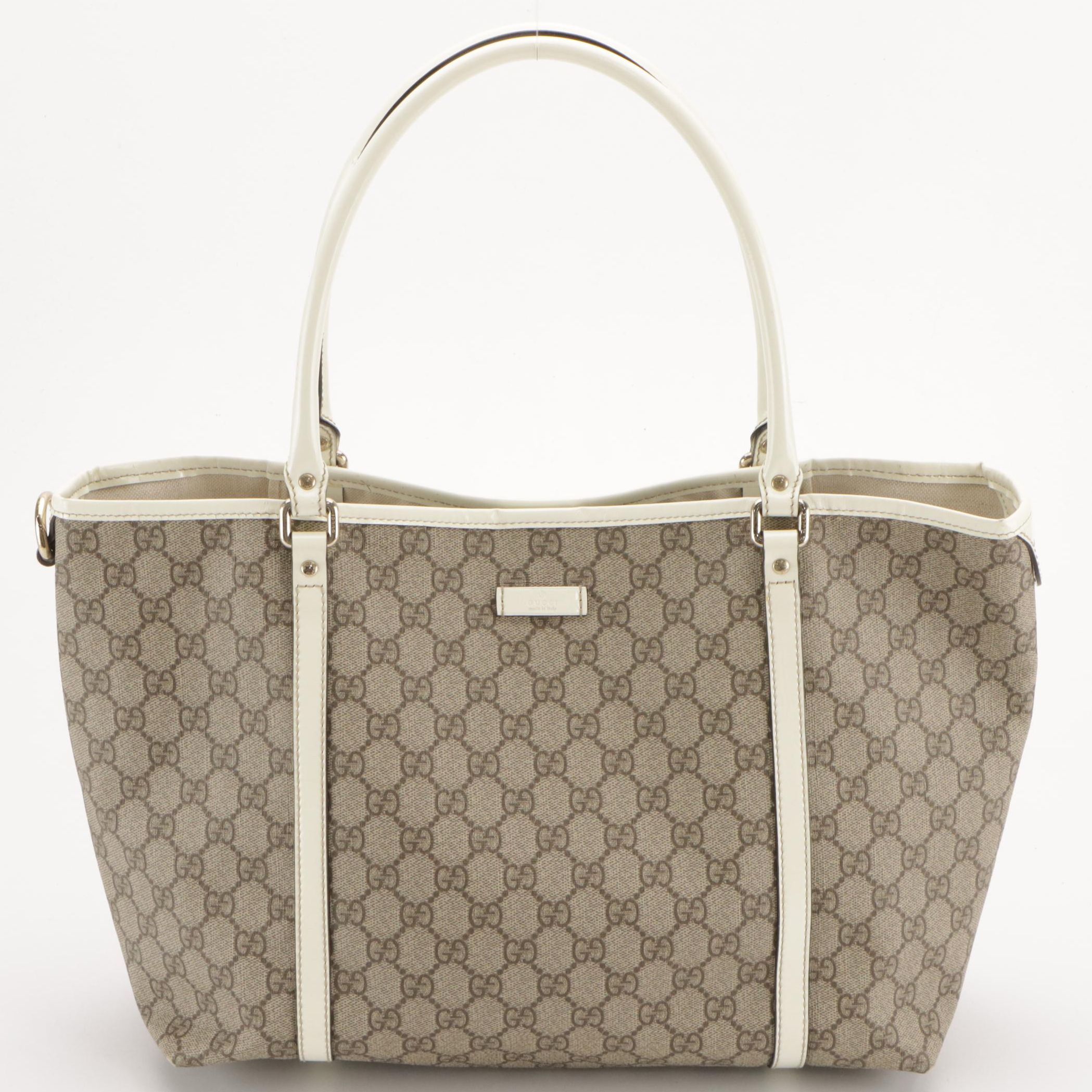 Gucci GG Supreme Canvas and Patent Leather Tote