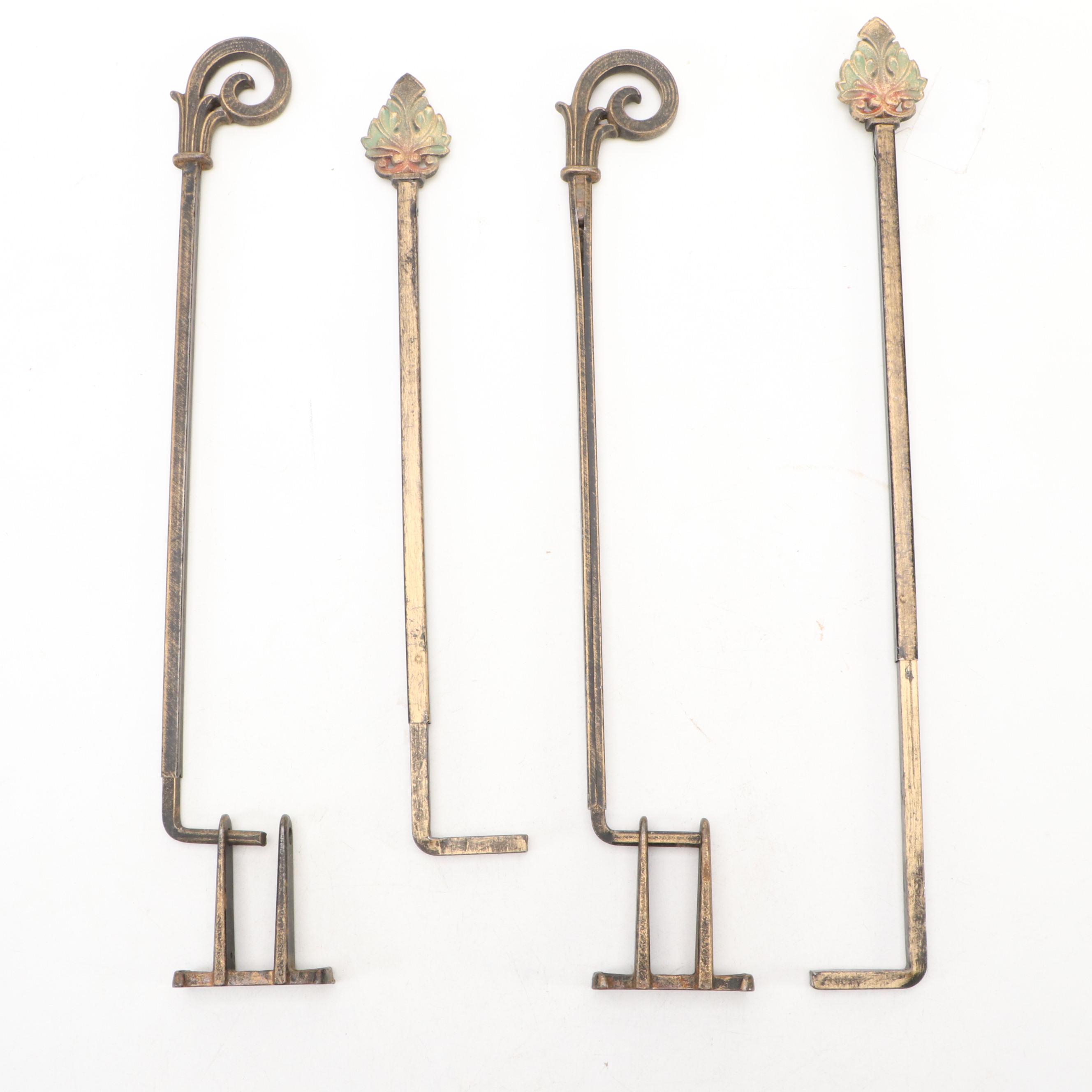 Cast Iron Swing Arm Curtain Rods, Early to Mid-20th Century