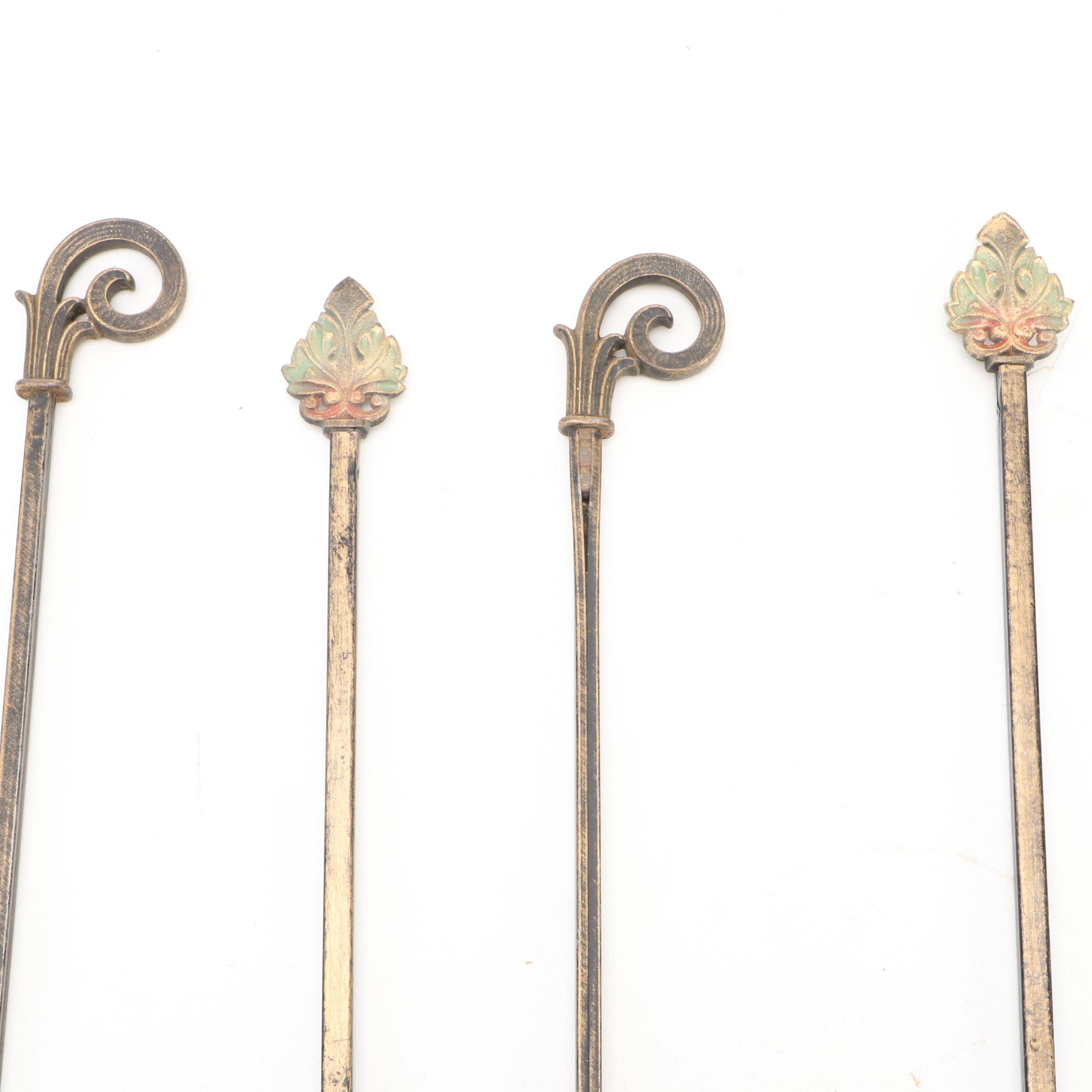 Cast Iron Swing Arm Curtain Rods, Early to Mid-20th Century