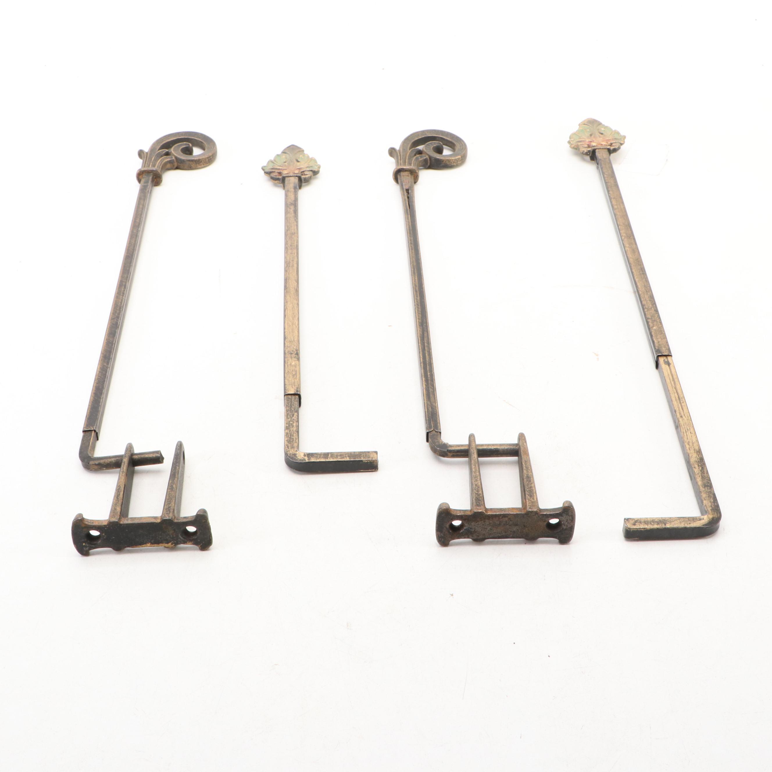 Cast Iron Swing Arm Curtain Rods, Early to Mid-20th Century