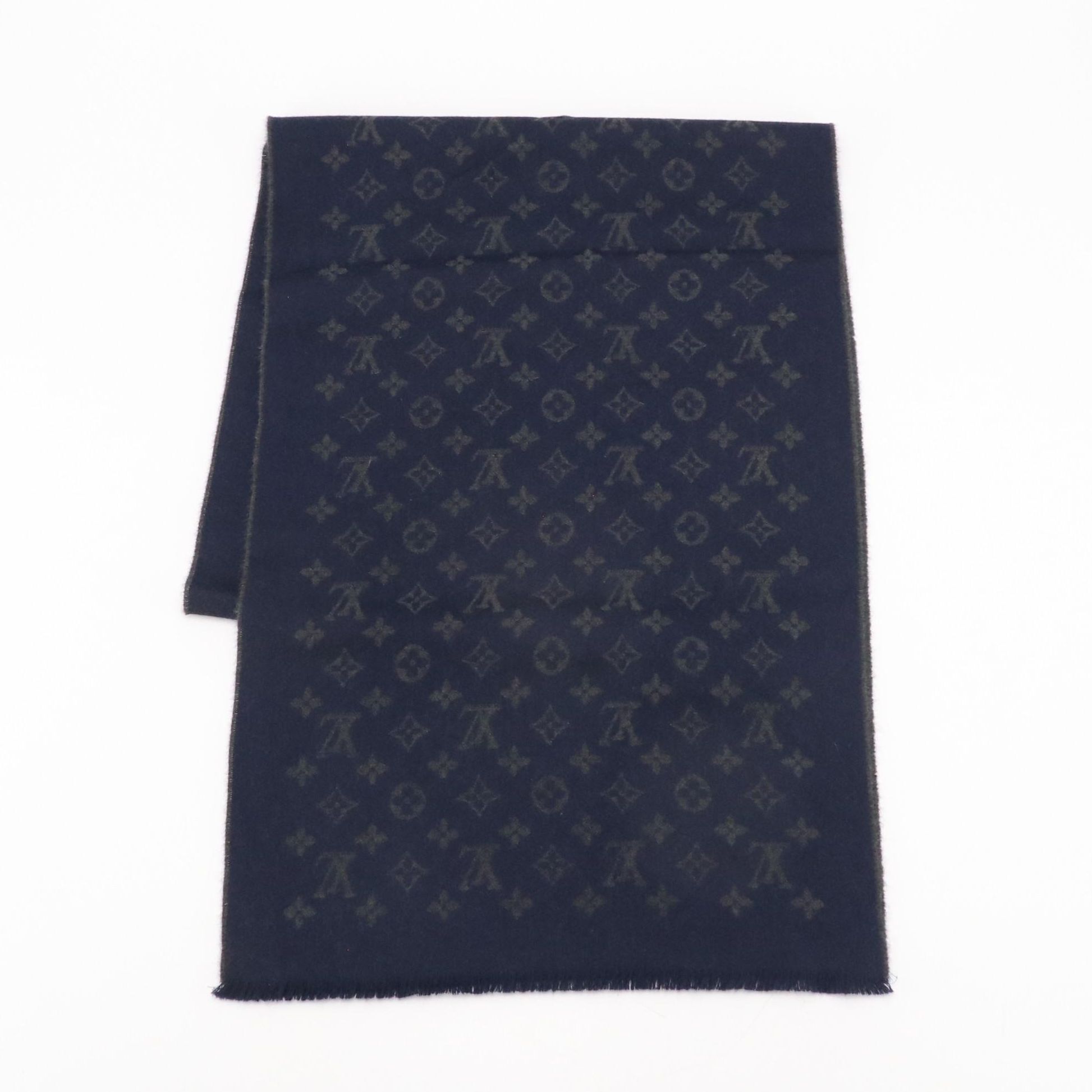 Louis Vuitton Cashmere Monogram Scarf in Navy/Grey