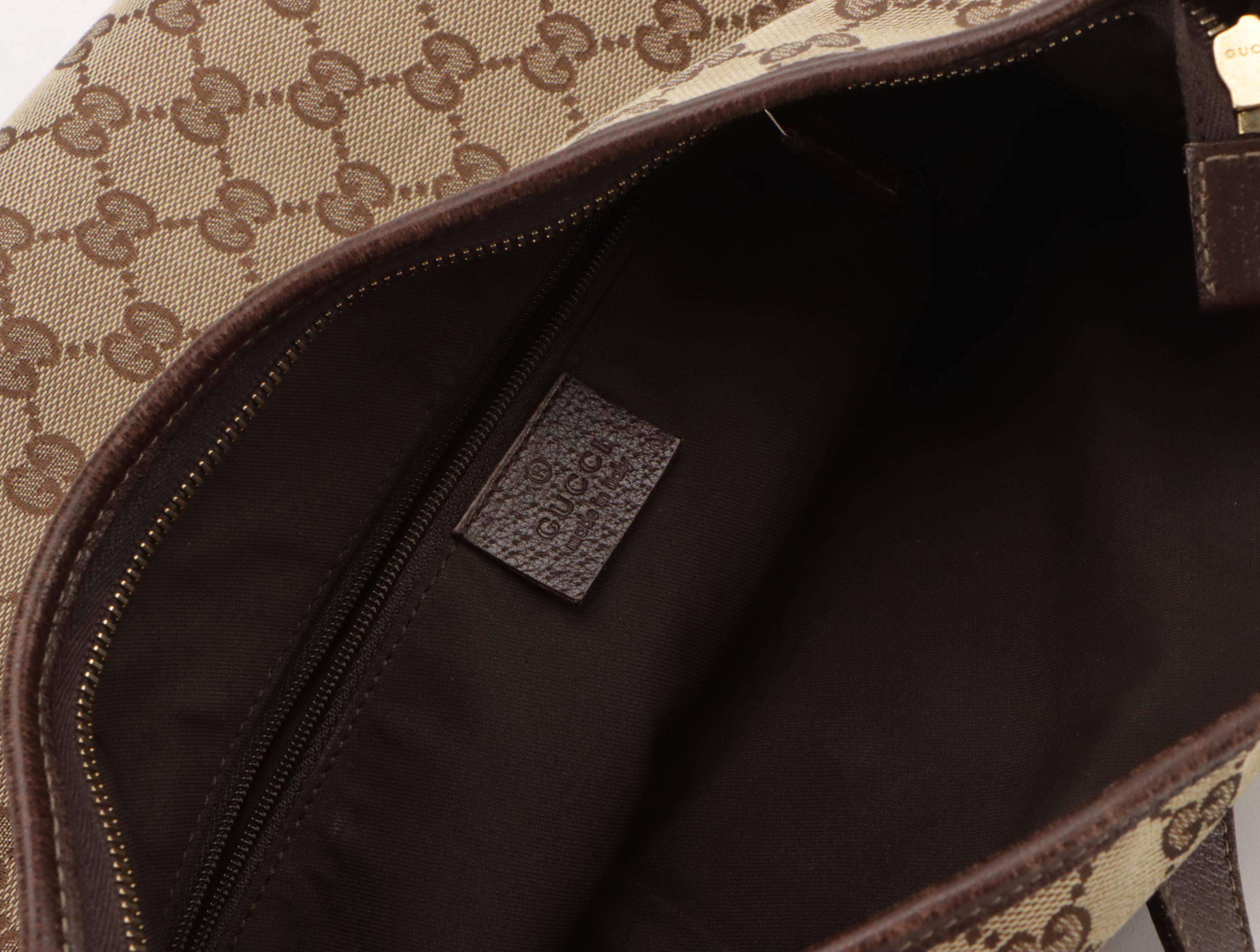 Gucci GG Jacquard Canvas and Cinghiale Leather D-Ring Crossbody Bag