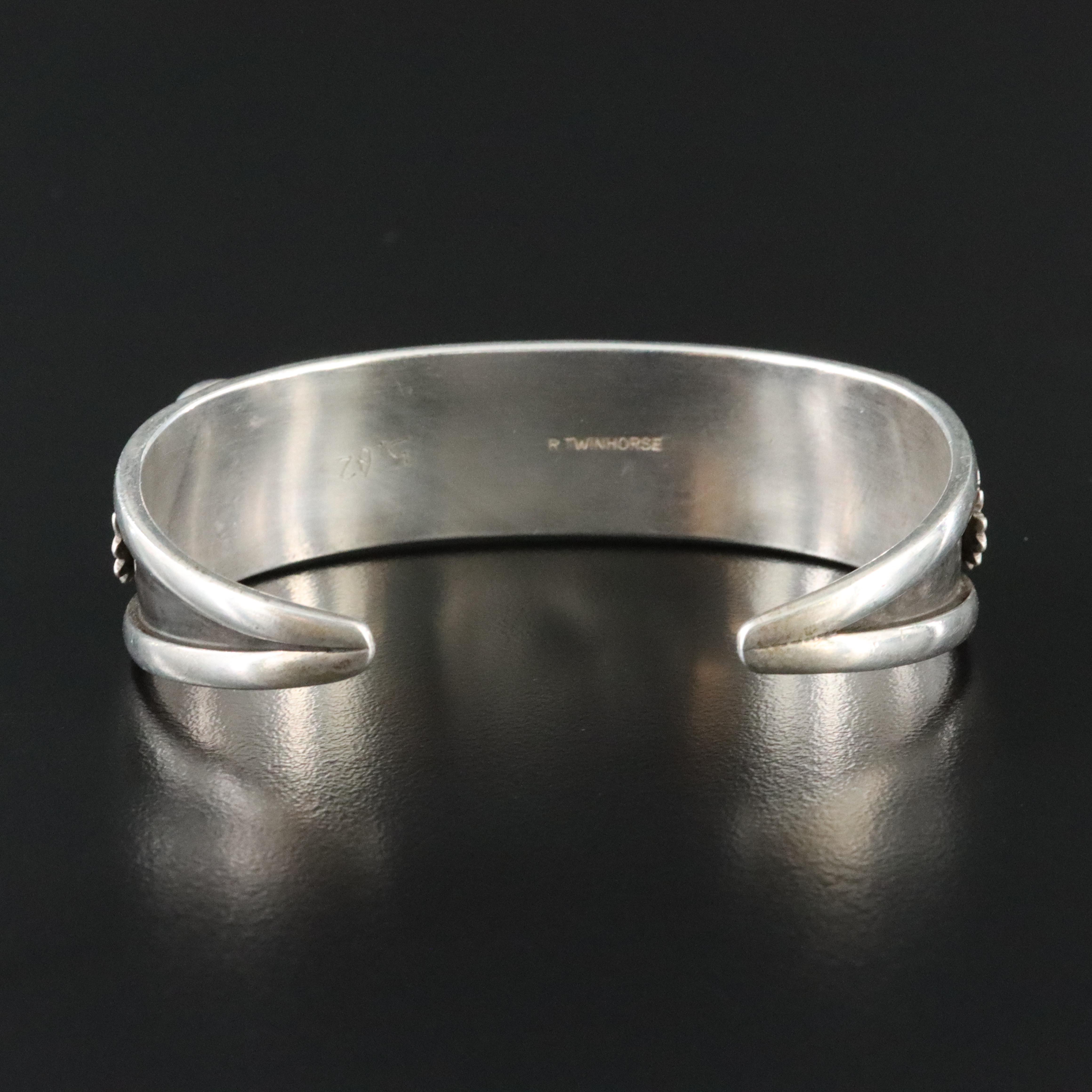 Raymond Twinhorse San Felipe Pueblo Sterling Gemstone Cuff Bracelet