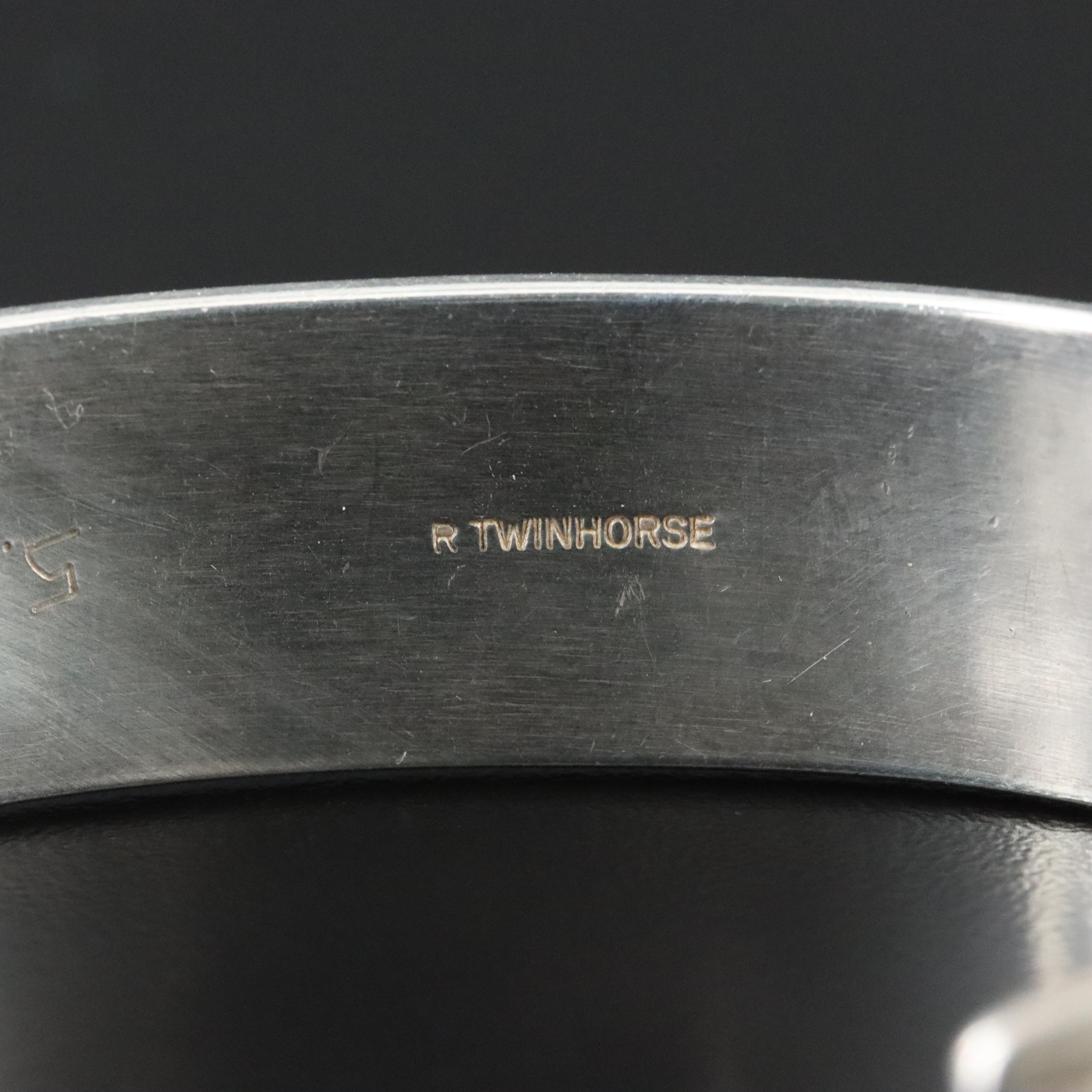 Raymond Twinhorse San Felipe Pueblo Sterling Gemstone Cuff Bracelet