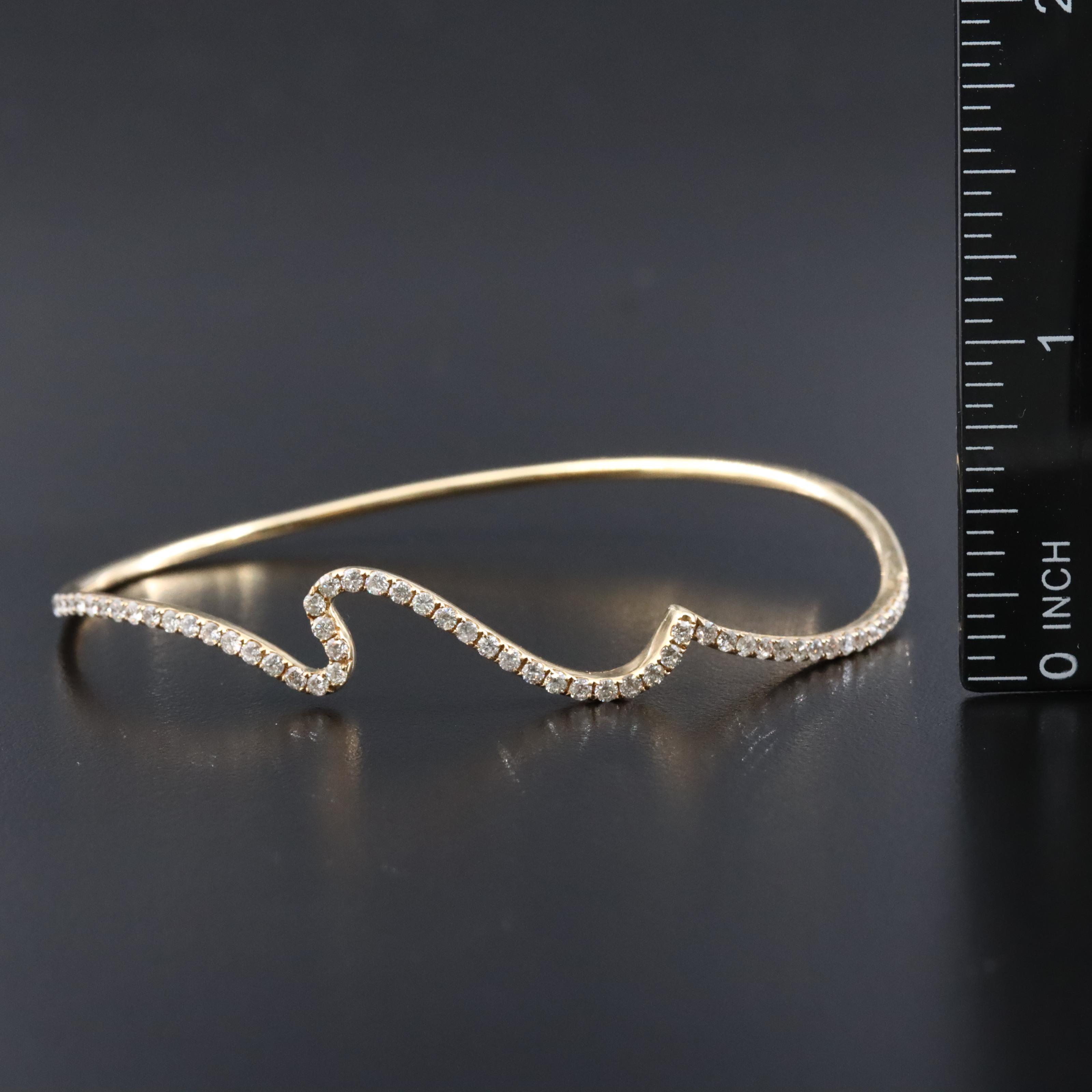 14K 1.03 CTW Diamond Wave Bangle Bracelet