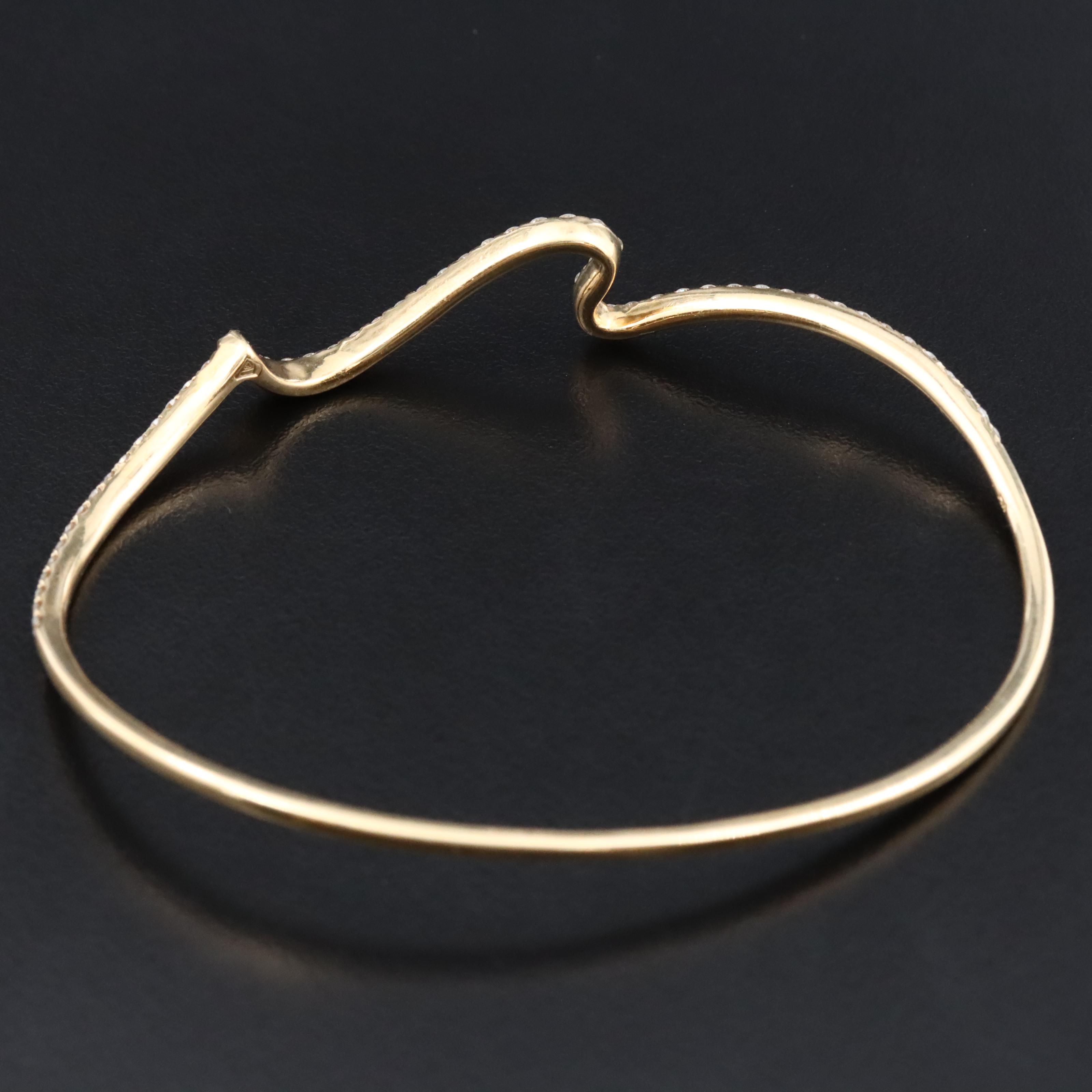 14K 1.03 CTW Diamond Wave Bangle Bracelet