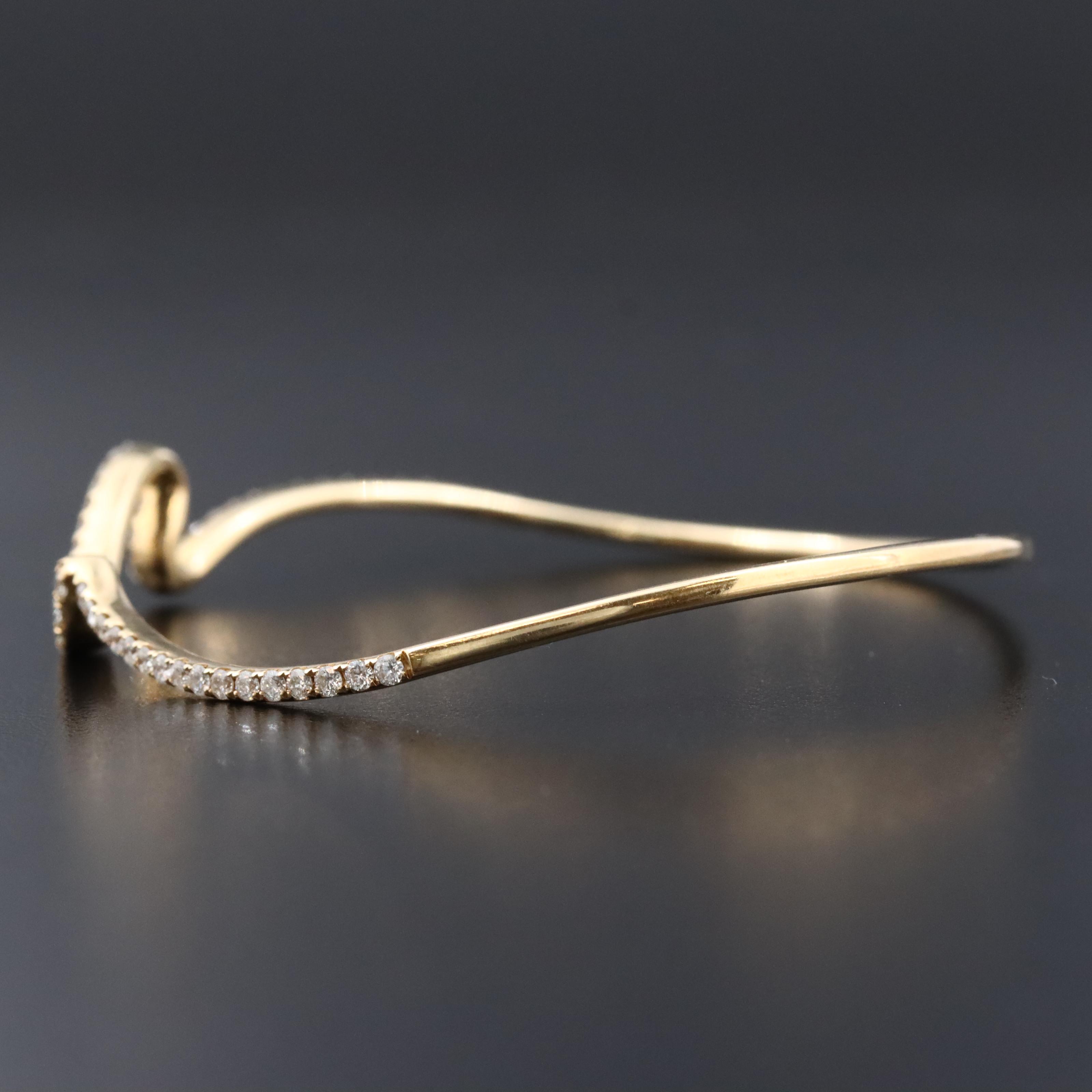 14K 1.03 CTW Diamond Wave Bangle Bracelet