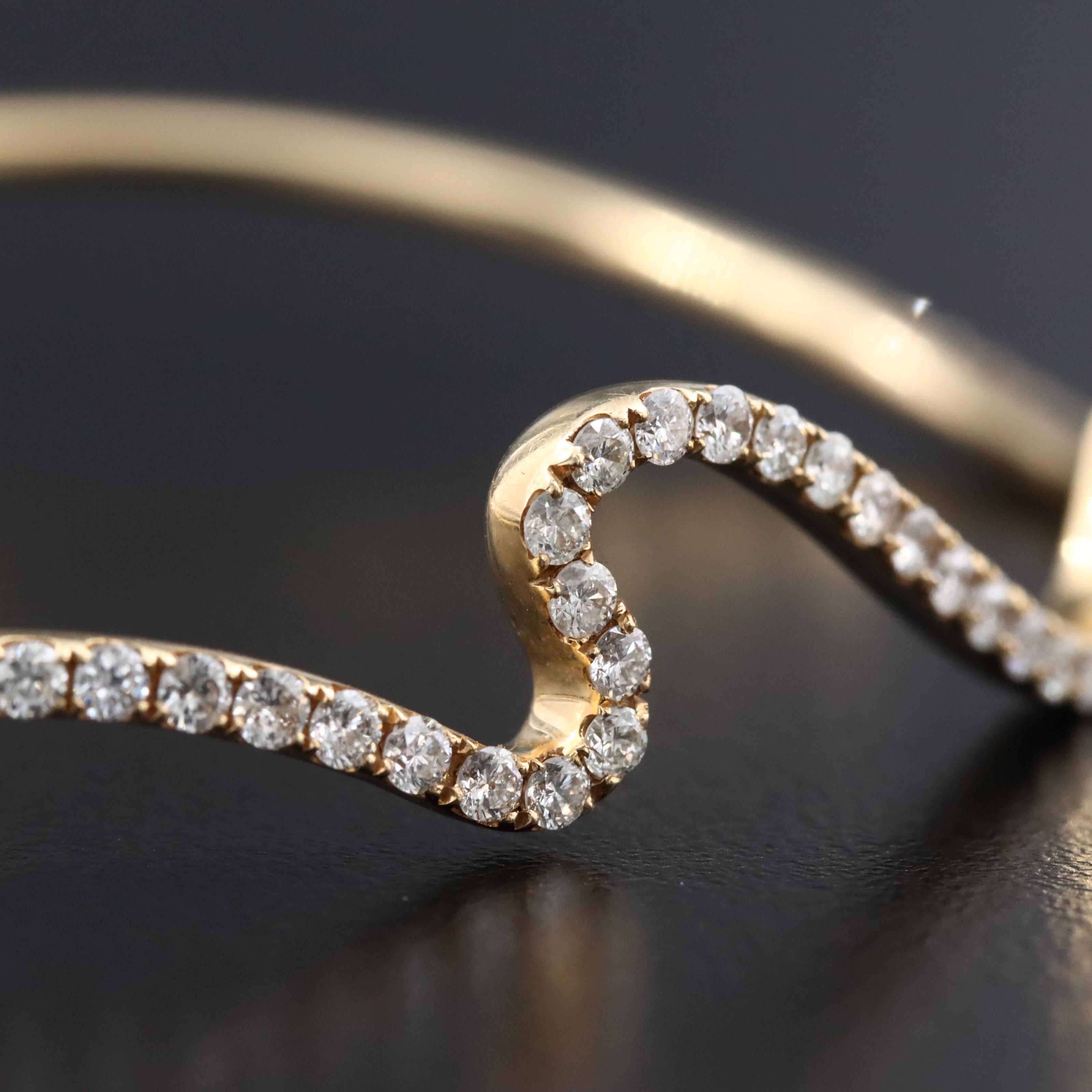 14K 1.03 CTW Diamond Wave Bangle Bracelet