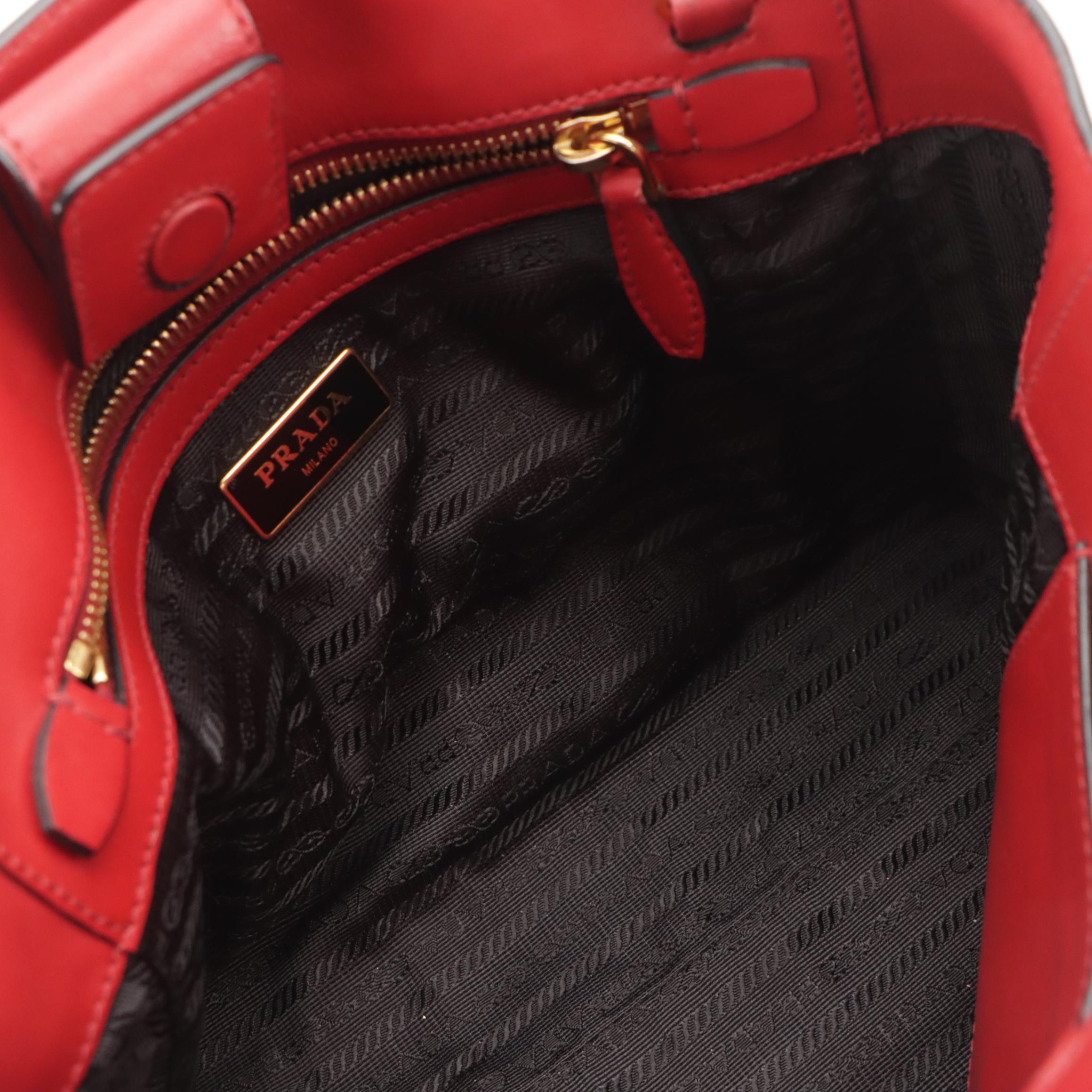 Prada Two-Way Tote in Red Saffiano Leather