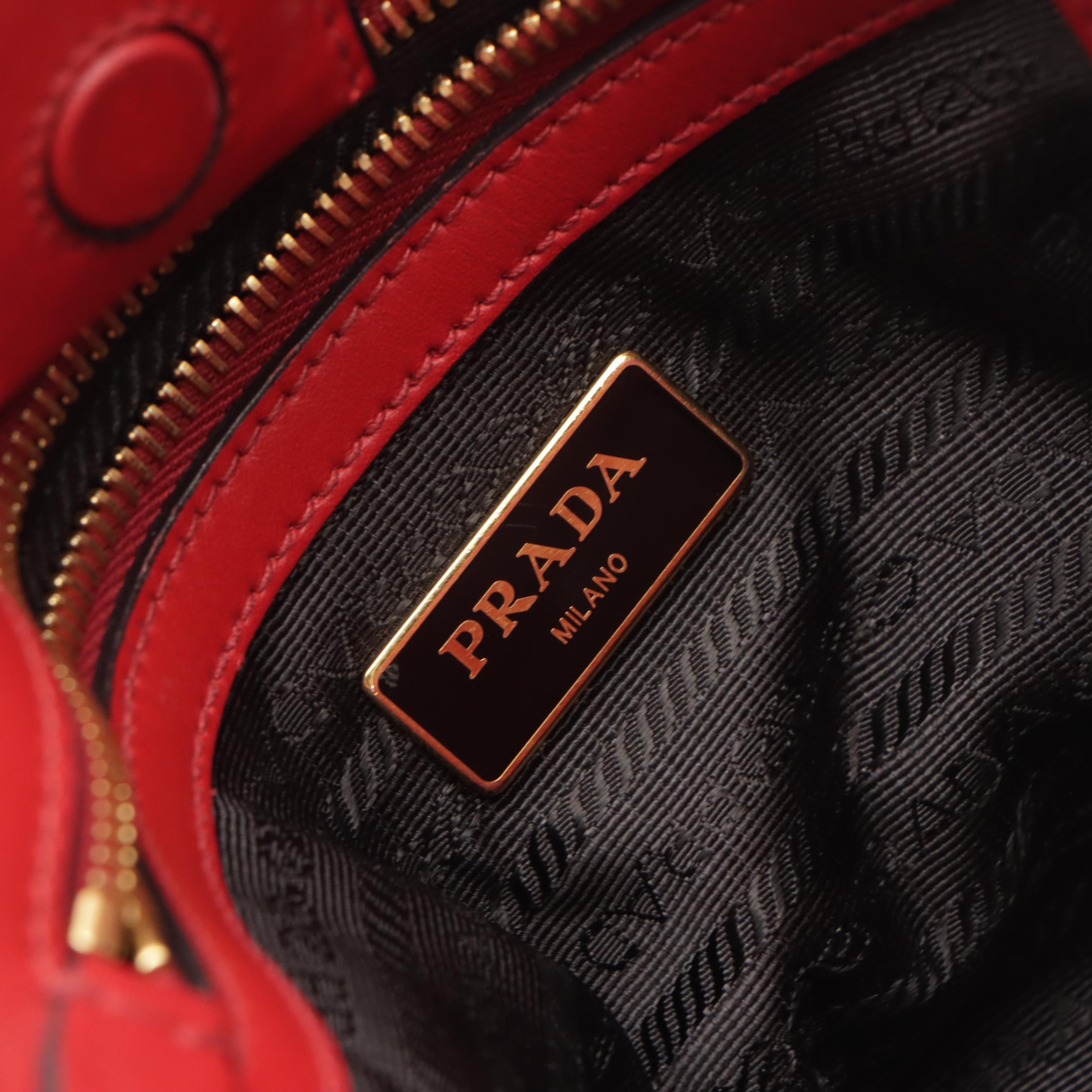 Prada Two-Way Tote in Red Saffiano Leather
