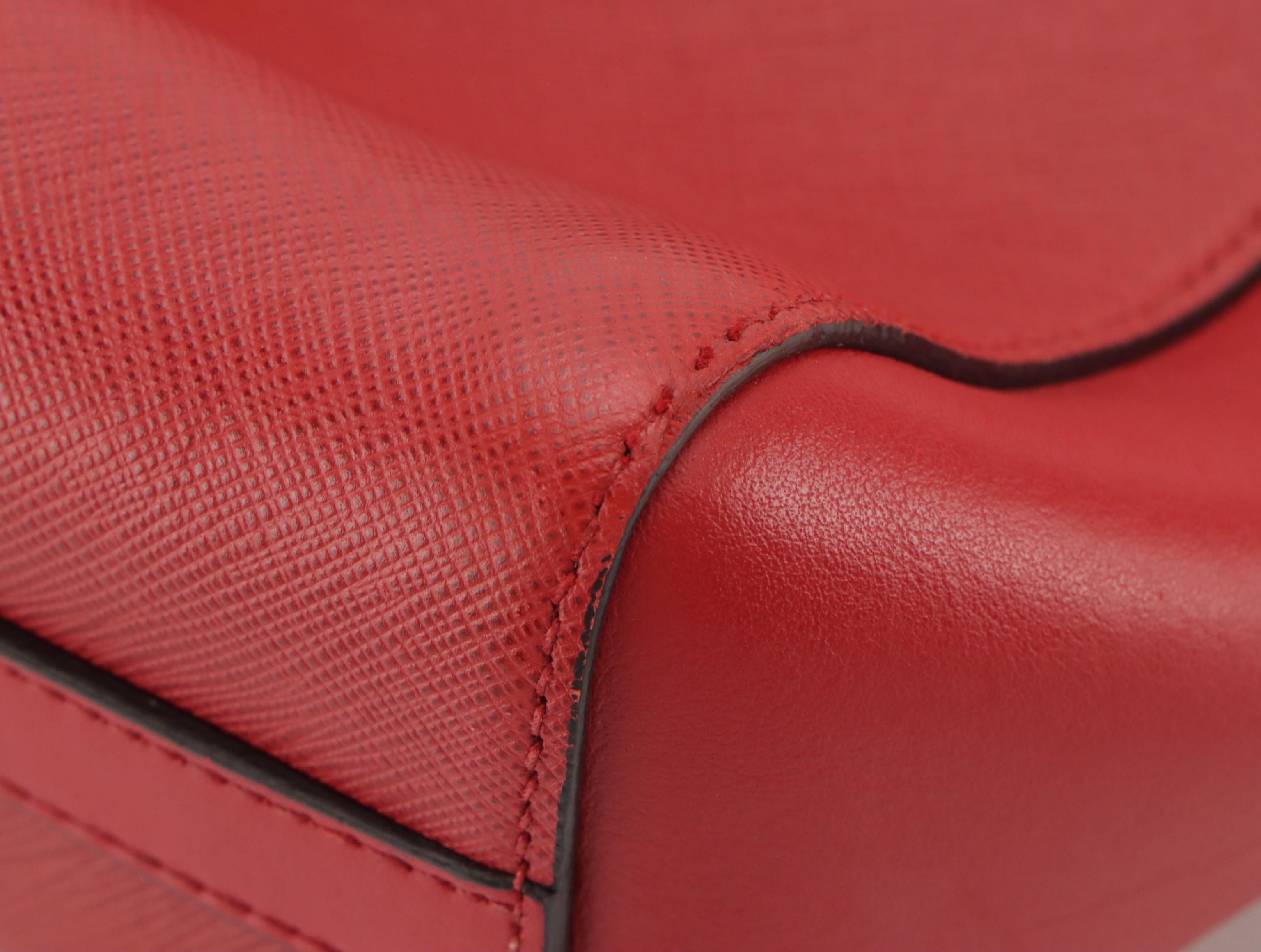 Prada Two-Way Tote in Red Saffiano Leather