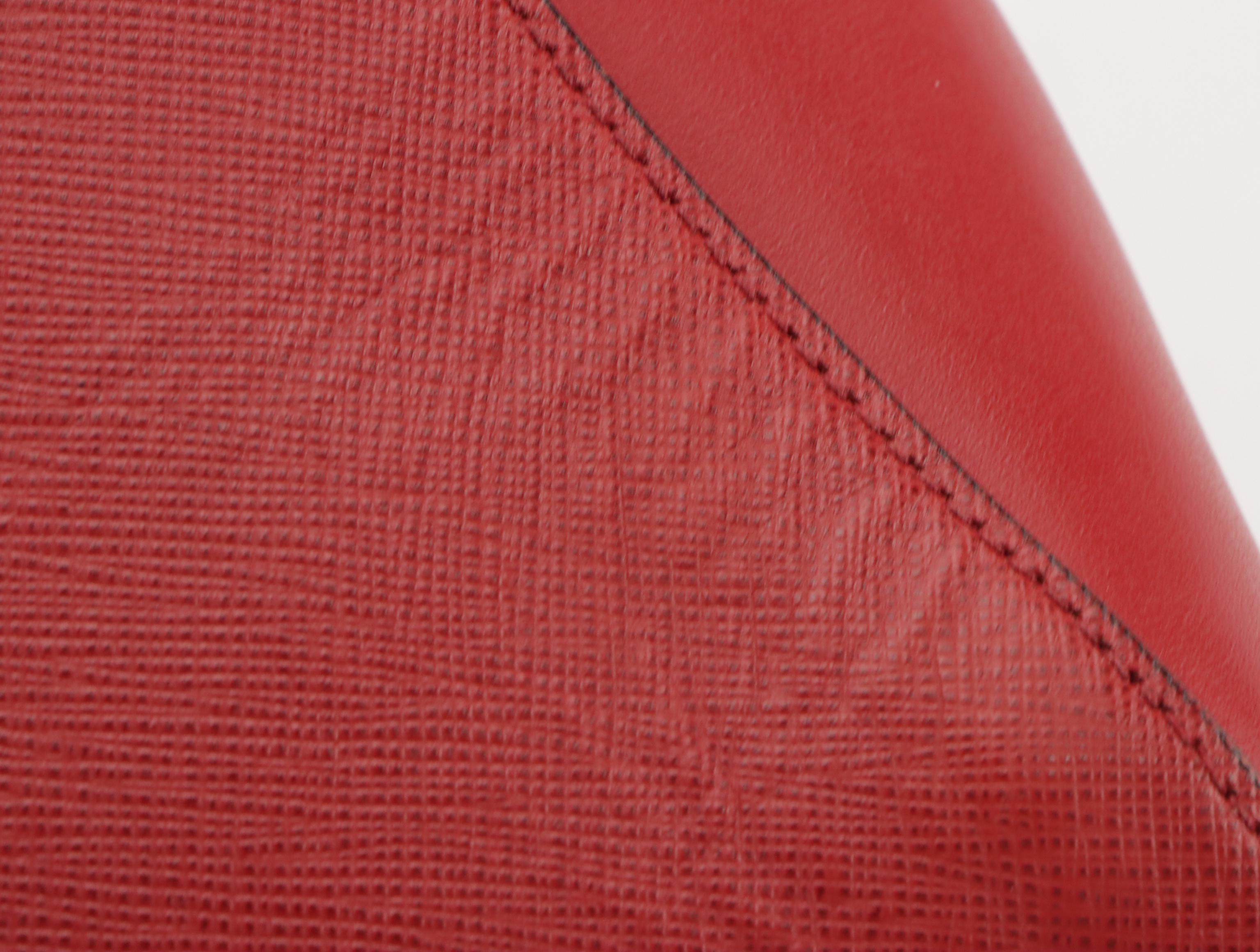 Prada Two-Way Tote in Red Saffiano Leather